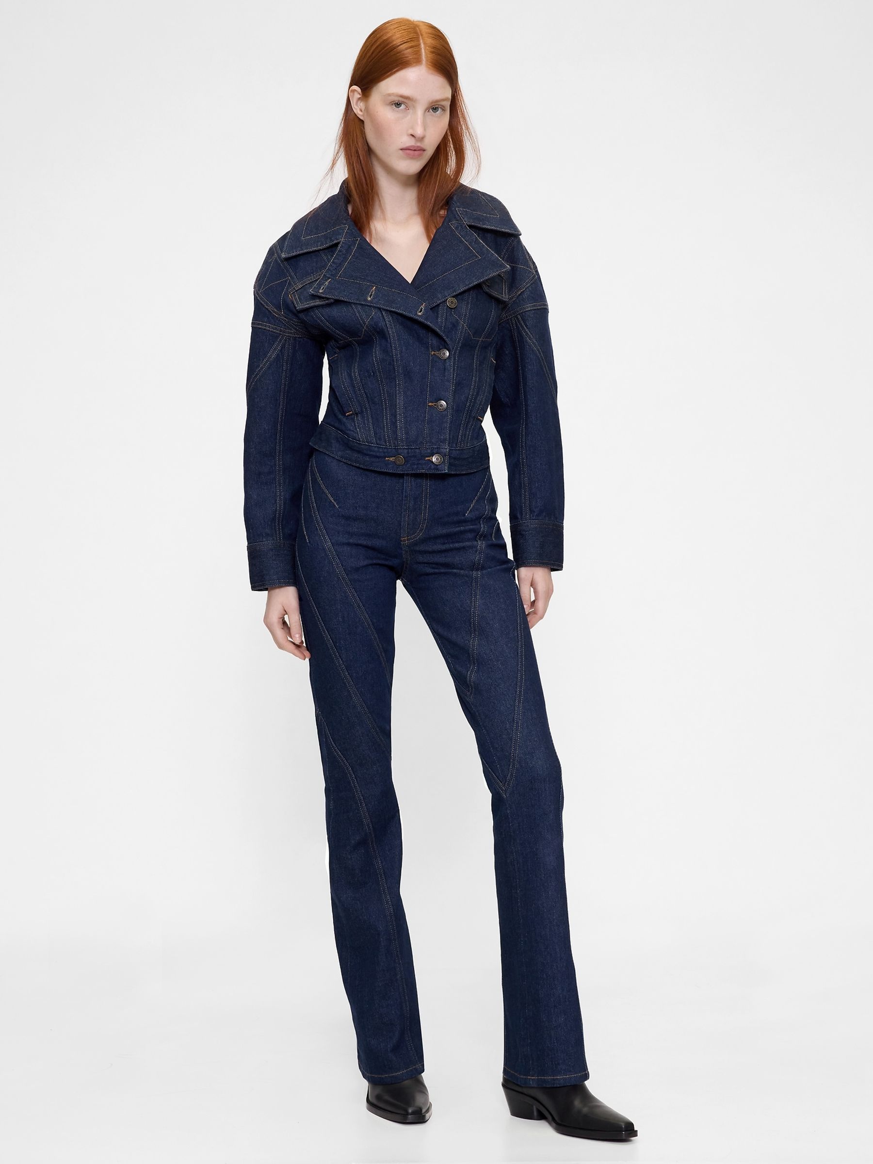 Dark Wash Blue Seamed Icon Denim Jacket - Image 3 of 5