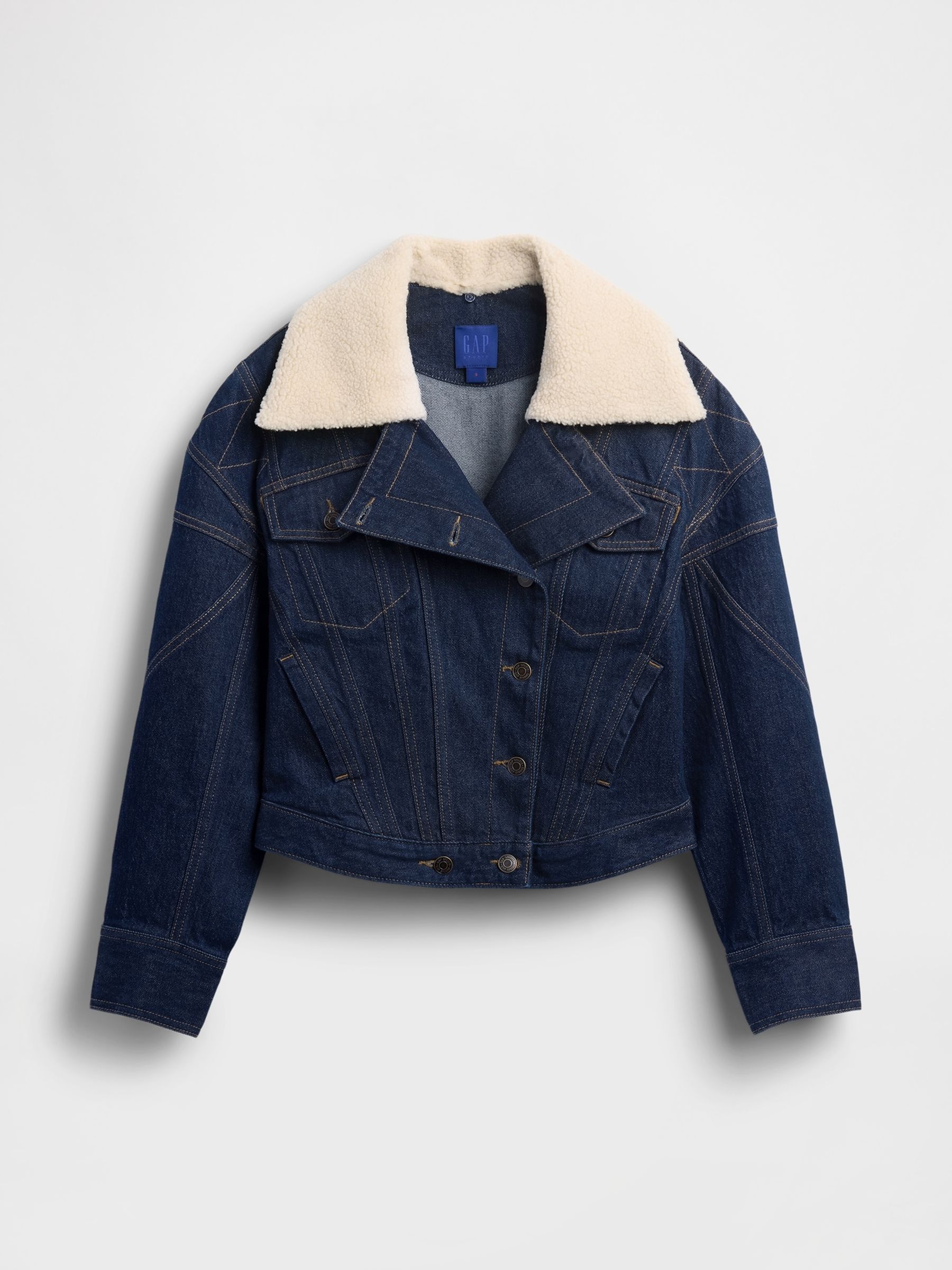 Dark Wash Blue Seamed Icon Denim Jacket - Image 4 of 5