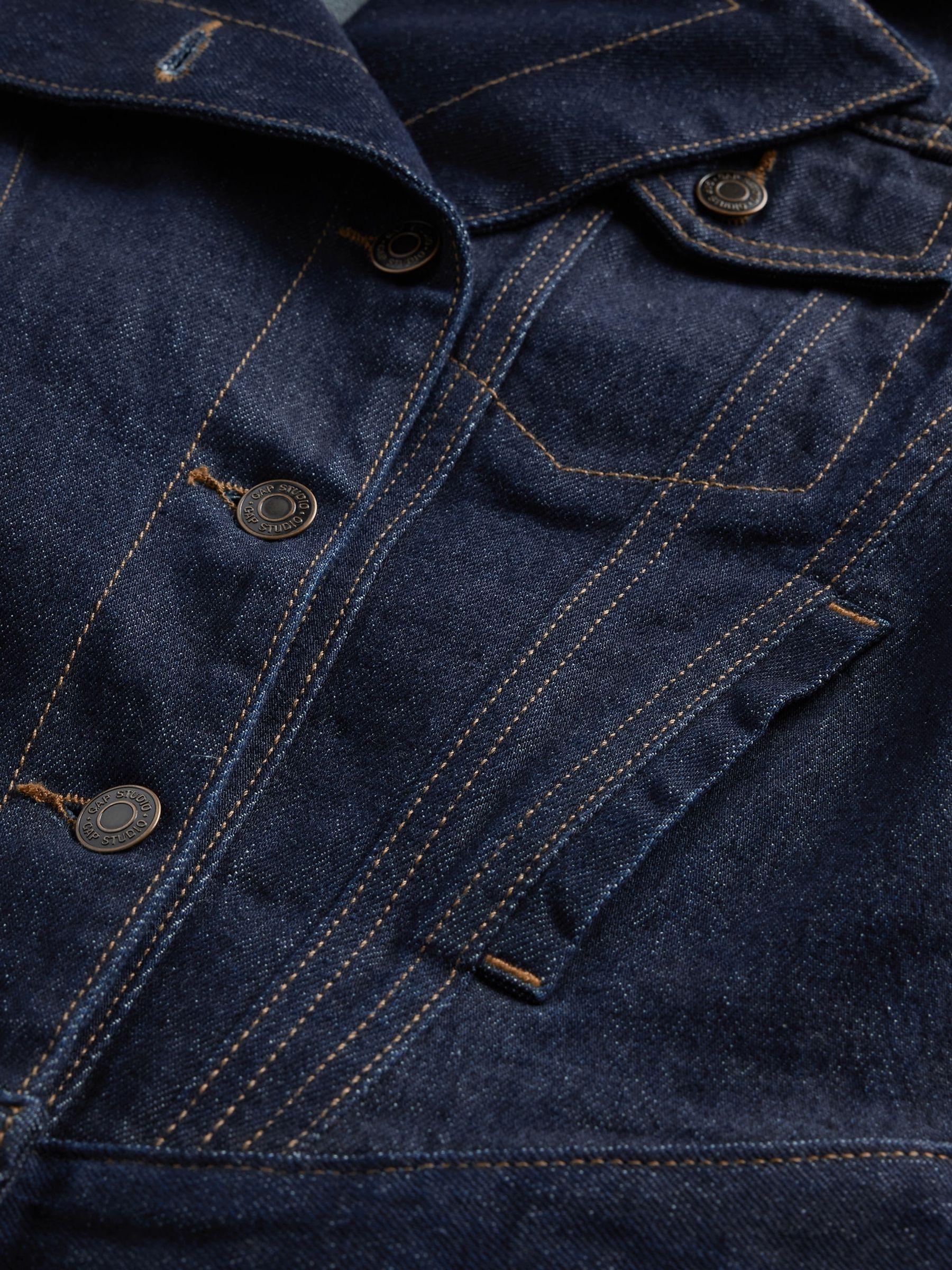 GapStudio Dark Wash Blue Seamed Icon Denim Jacket - Image 6 of 6