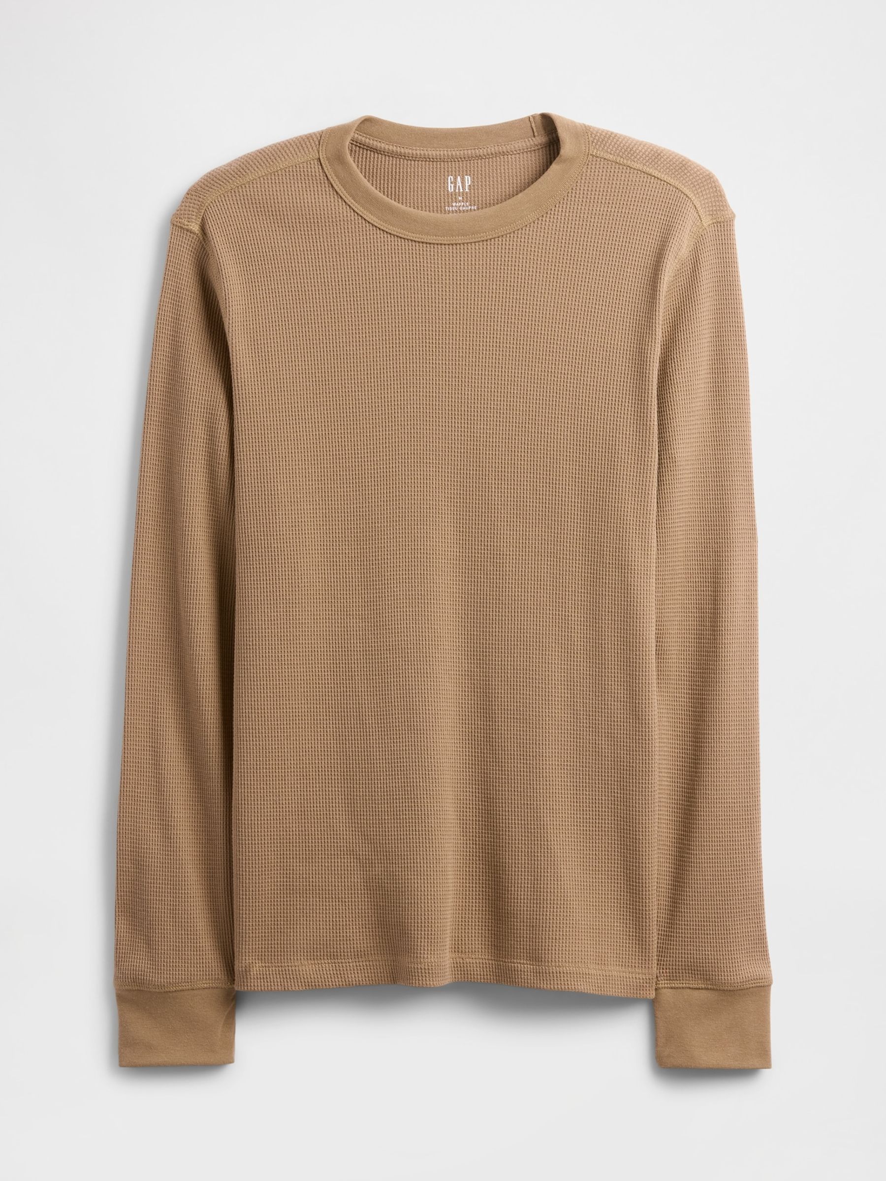 Brown Waffle Knit Crew Neck T-Shirt - Image 4 of 4