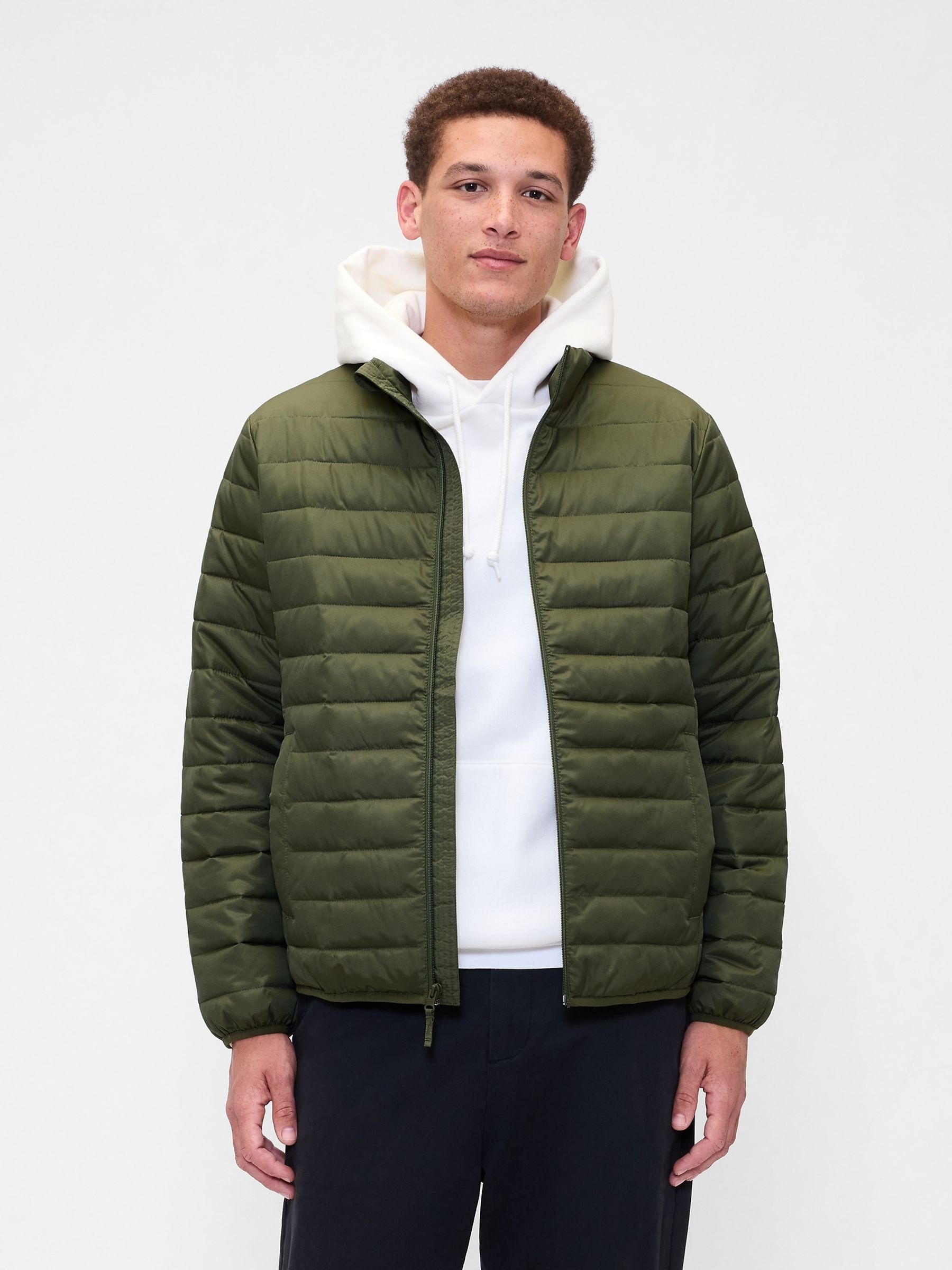 Green Relaxed Cold Control Puffer Jacket - Image 1 of 4
