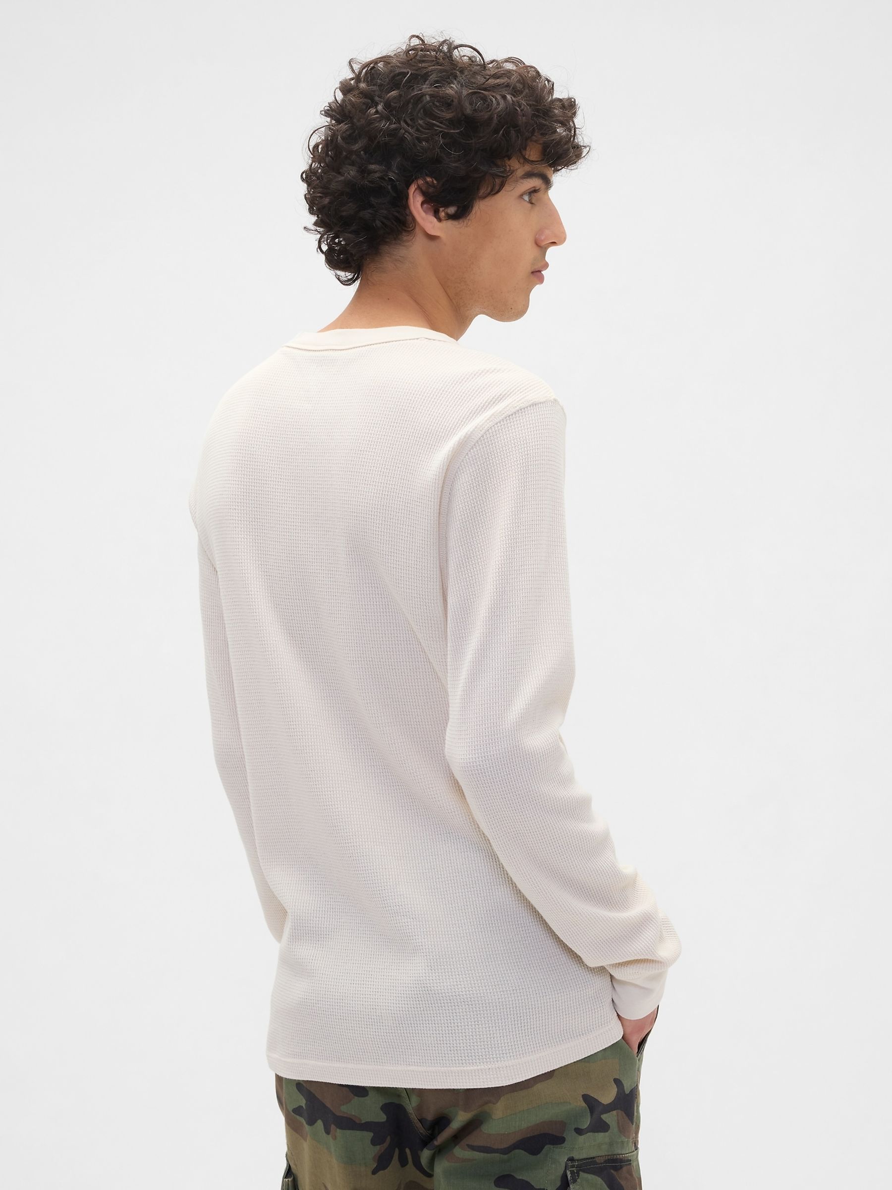 White Waffle Knit Crew Neck T-Shirt - Image 2 of 4 White Waffle Knit Crew Neck T-Shirt - Image 2 of 4