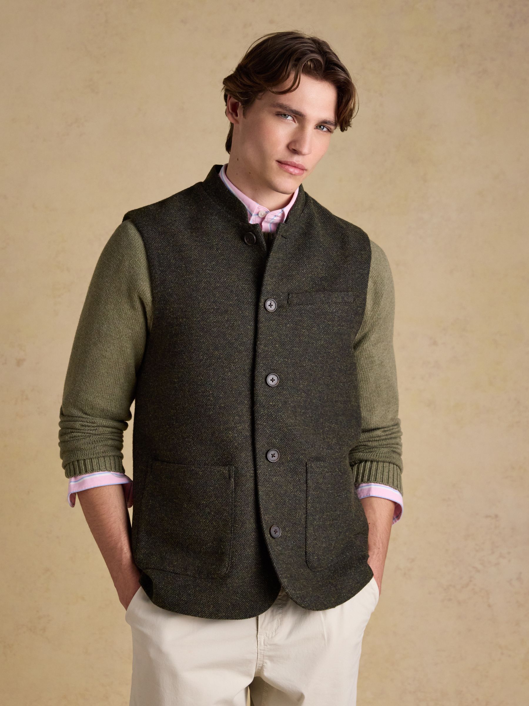 Green Tweed Gilet | Joules