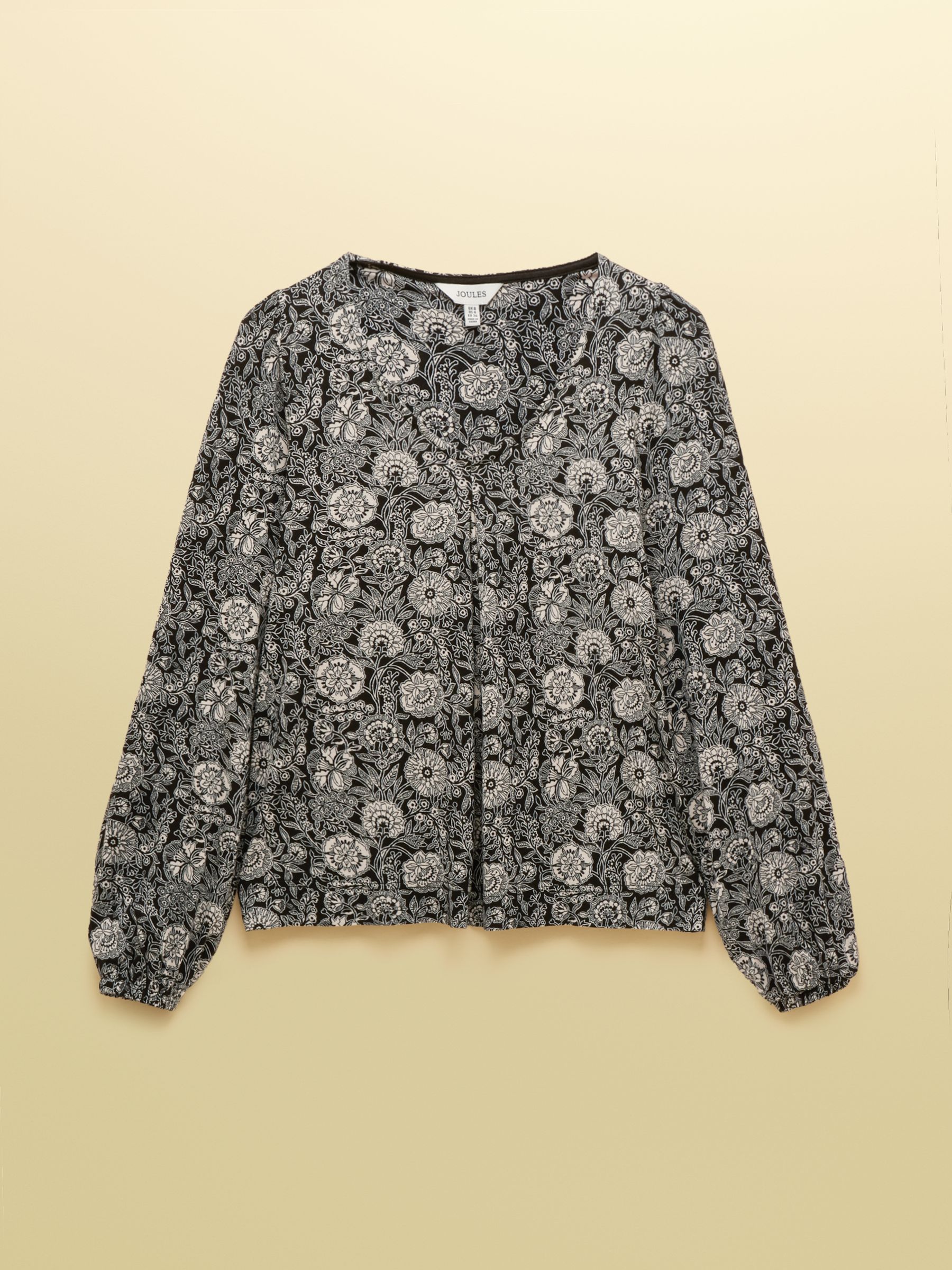 Nia Black Floral Long Sleeve Pleated Front Jersey Top - Image 8 of 8
