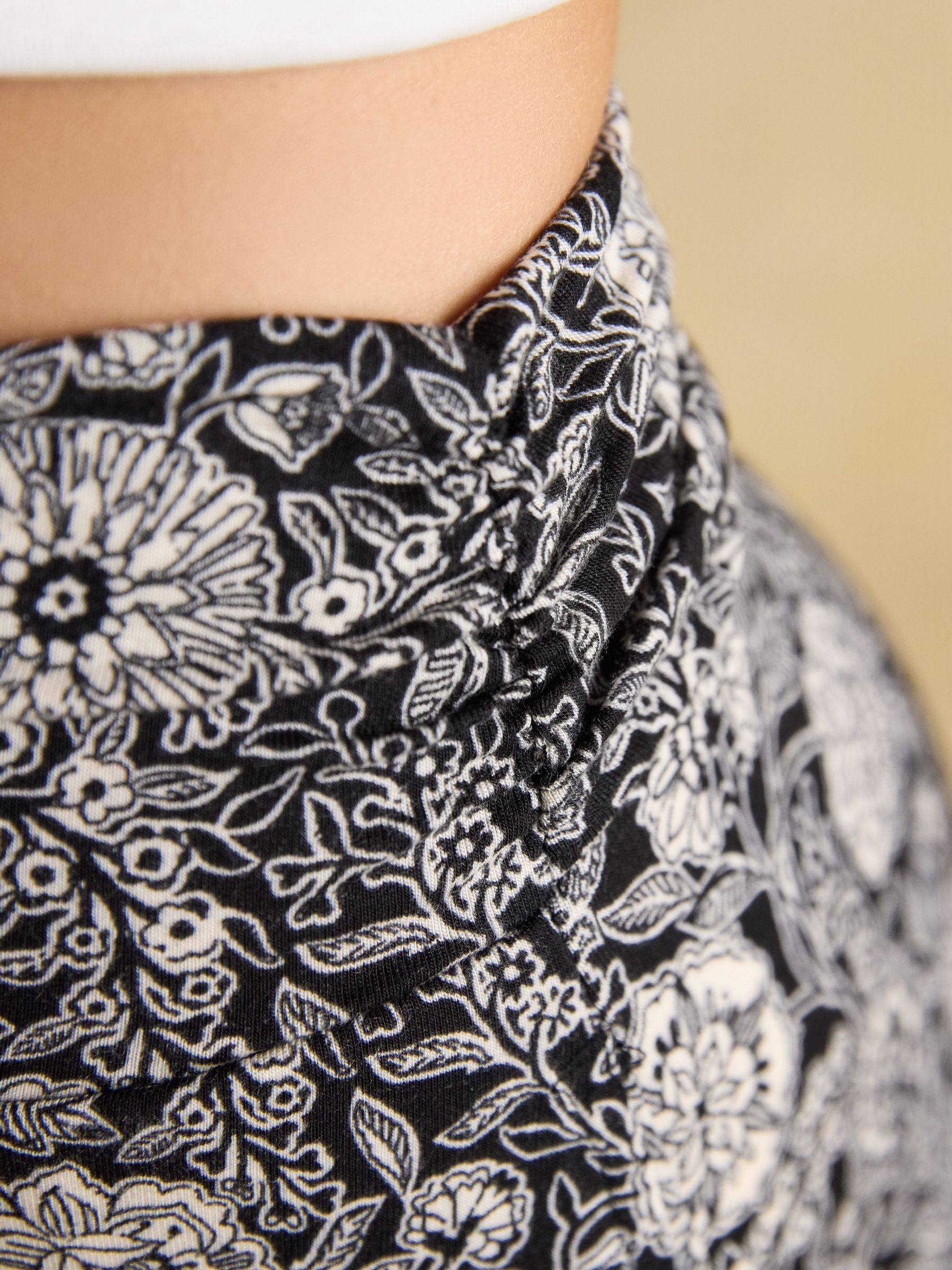 Nia Black Floral Jersey Midi Skirt - Image 8 of 9