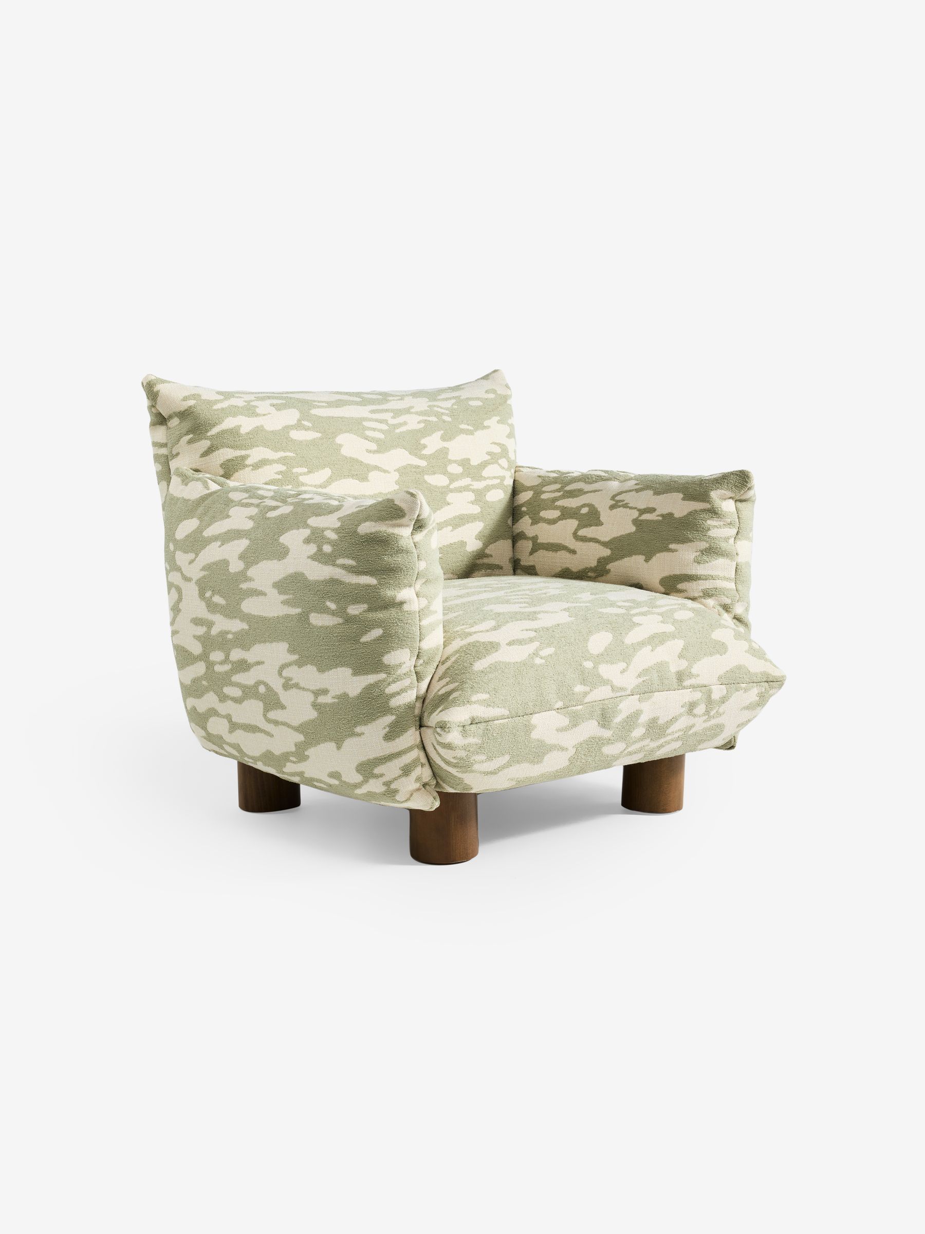 Jude Accent Chair in Embossed Chenille Natural and Sage Green - Image 2 of 2