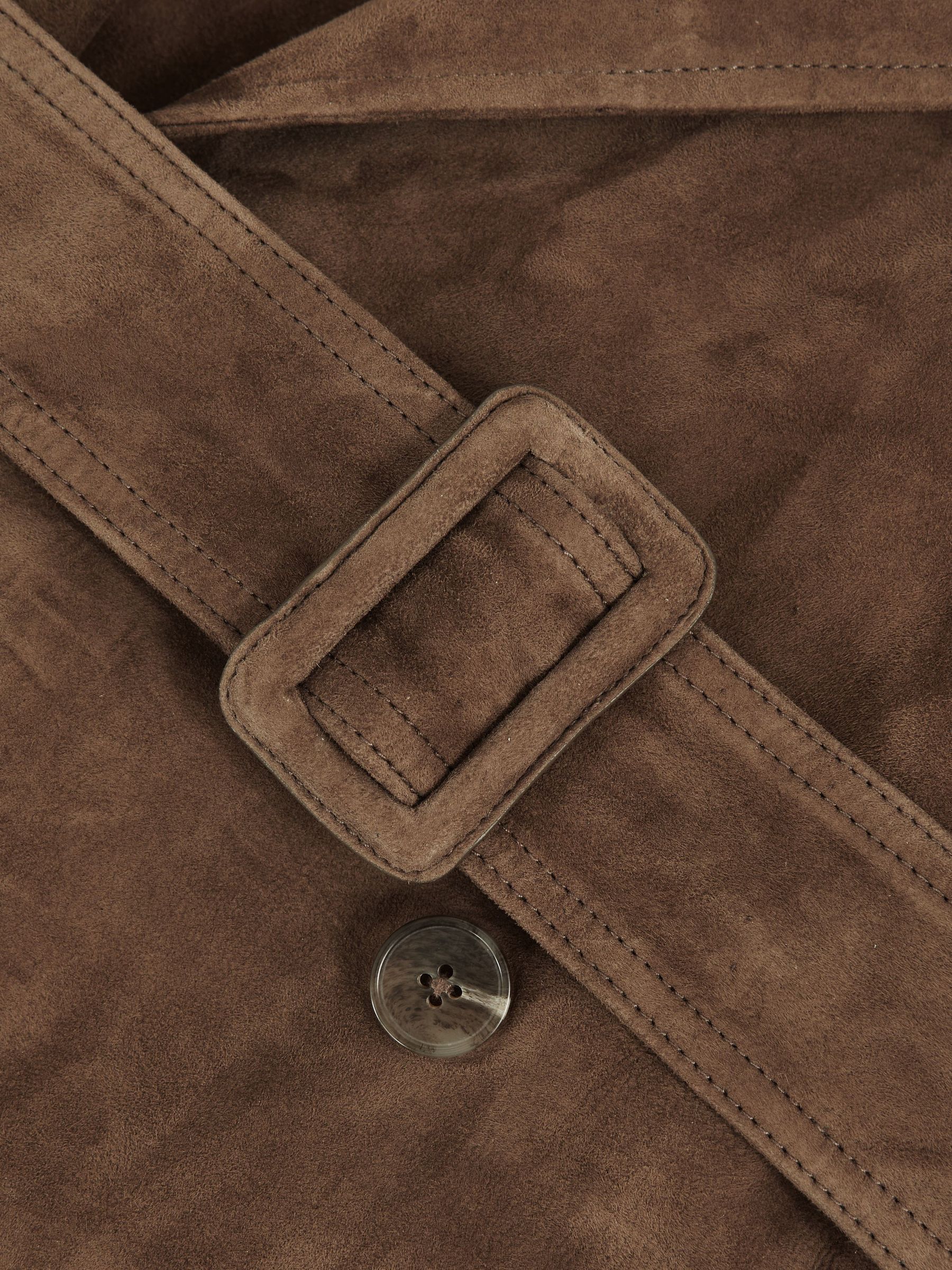 Suede Belted Trench Coat in Taupe Neutral - image 2