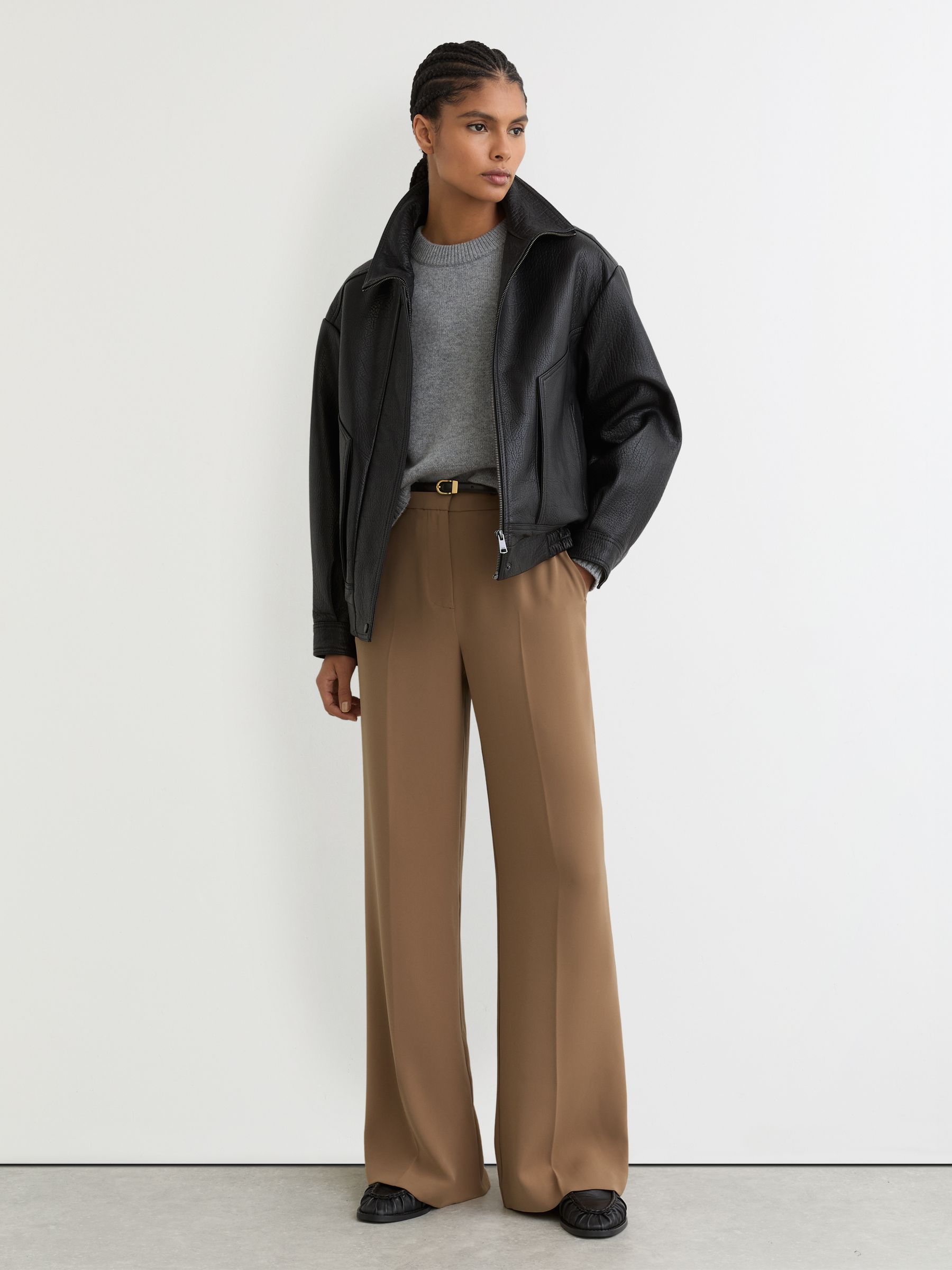 Wide-Leg Tailored Trousers in Camel - image 2
