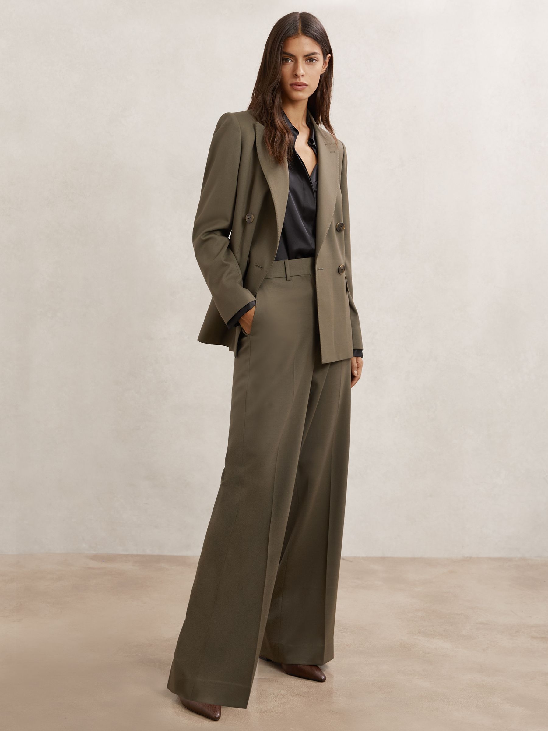 Wide-Leg Suit Trousers in Green - image 2