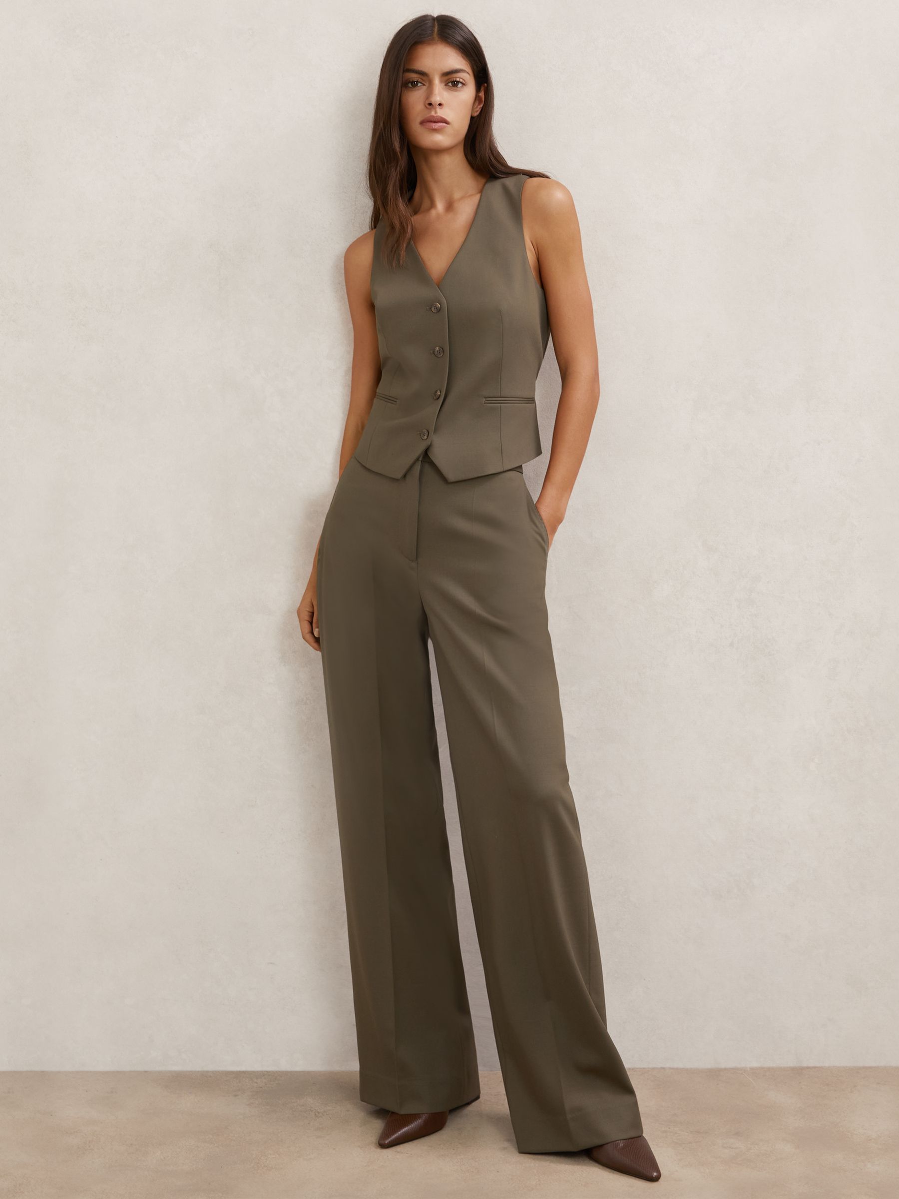 Wide-Leg Suit Trousers in Green - image 5