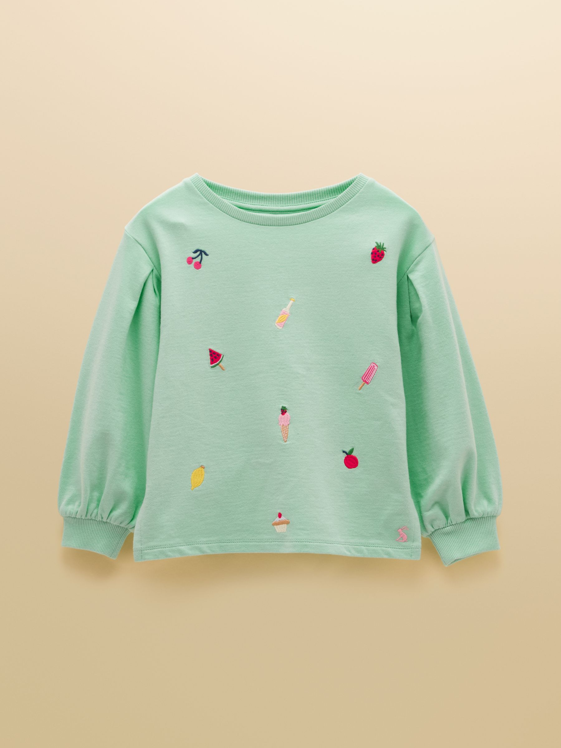 Aqua Blue Girls' Embroidered Balloon Sleeve Sweatshirt - Image 1 of 5