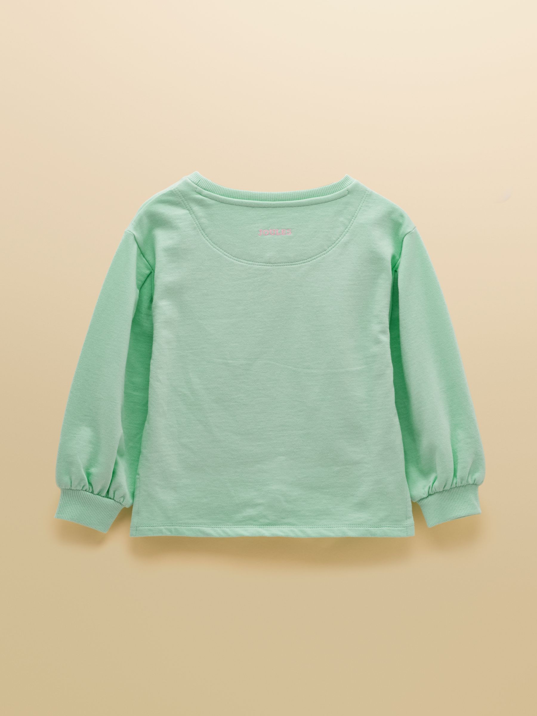 Aqua Blue Girls' Embroidered Balloon Sleeve Sweatshirt - Image 2 of 5
