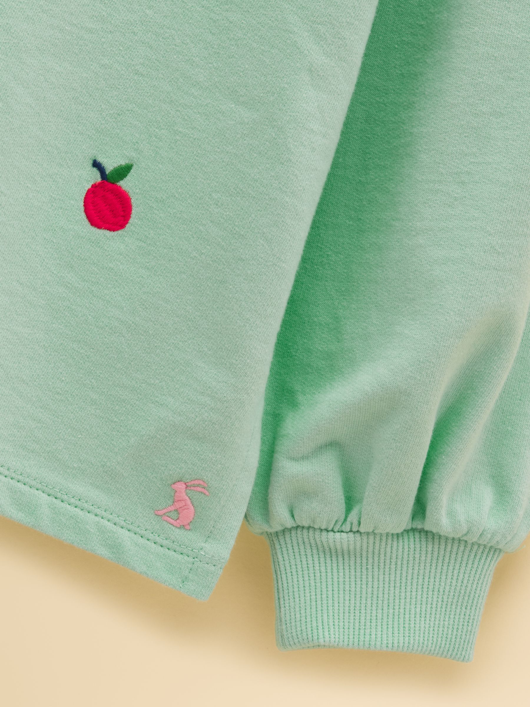Aqua Blue Girls' Embroidered Balloon Sleeve Sweatshirt - Image 3 of 5