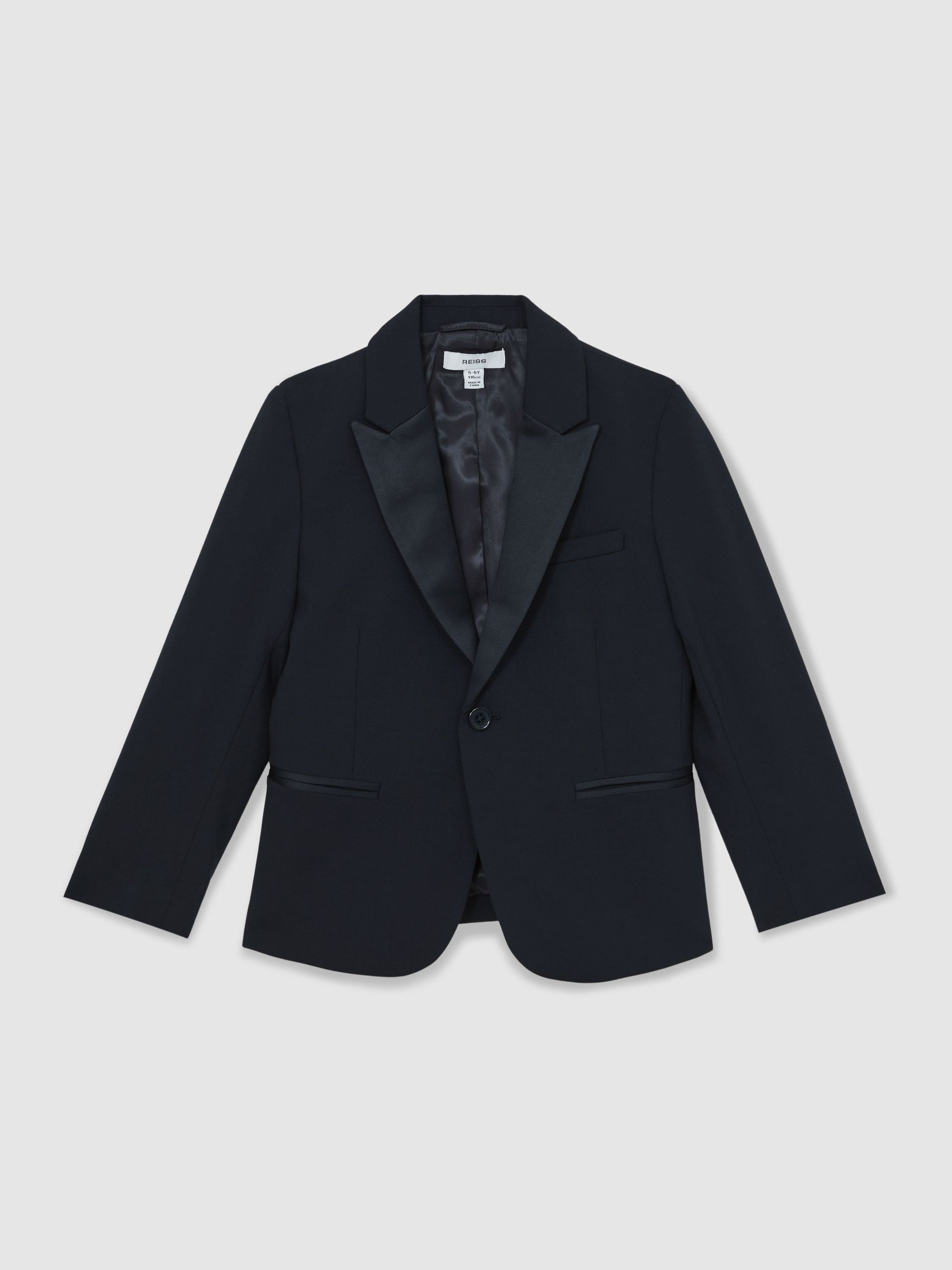 13-14 yrs Single-Breasted Tuxedo Blazer Wool-Blend in Navy - Image 1 of 6