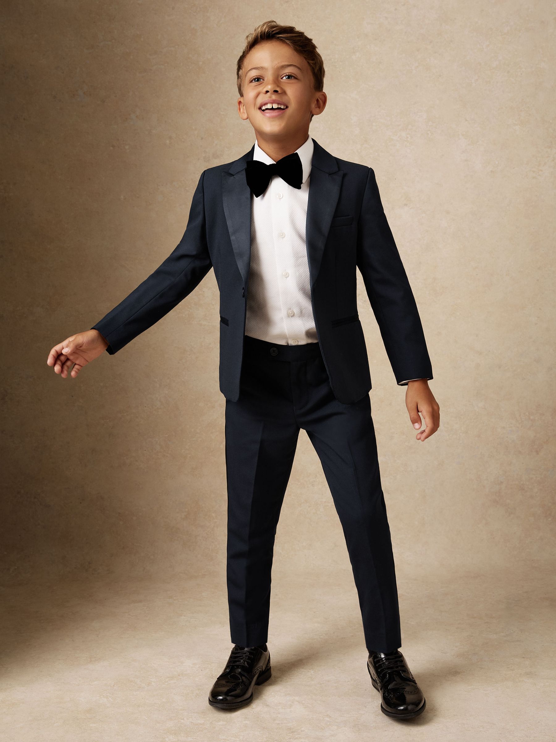 13-14 yrs Single-Breasted Tuxedo Blazer Wool-Blend in Navy - Image 3 of 6