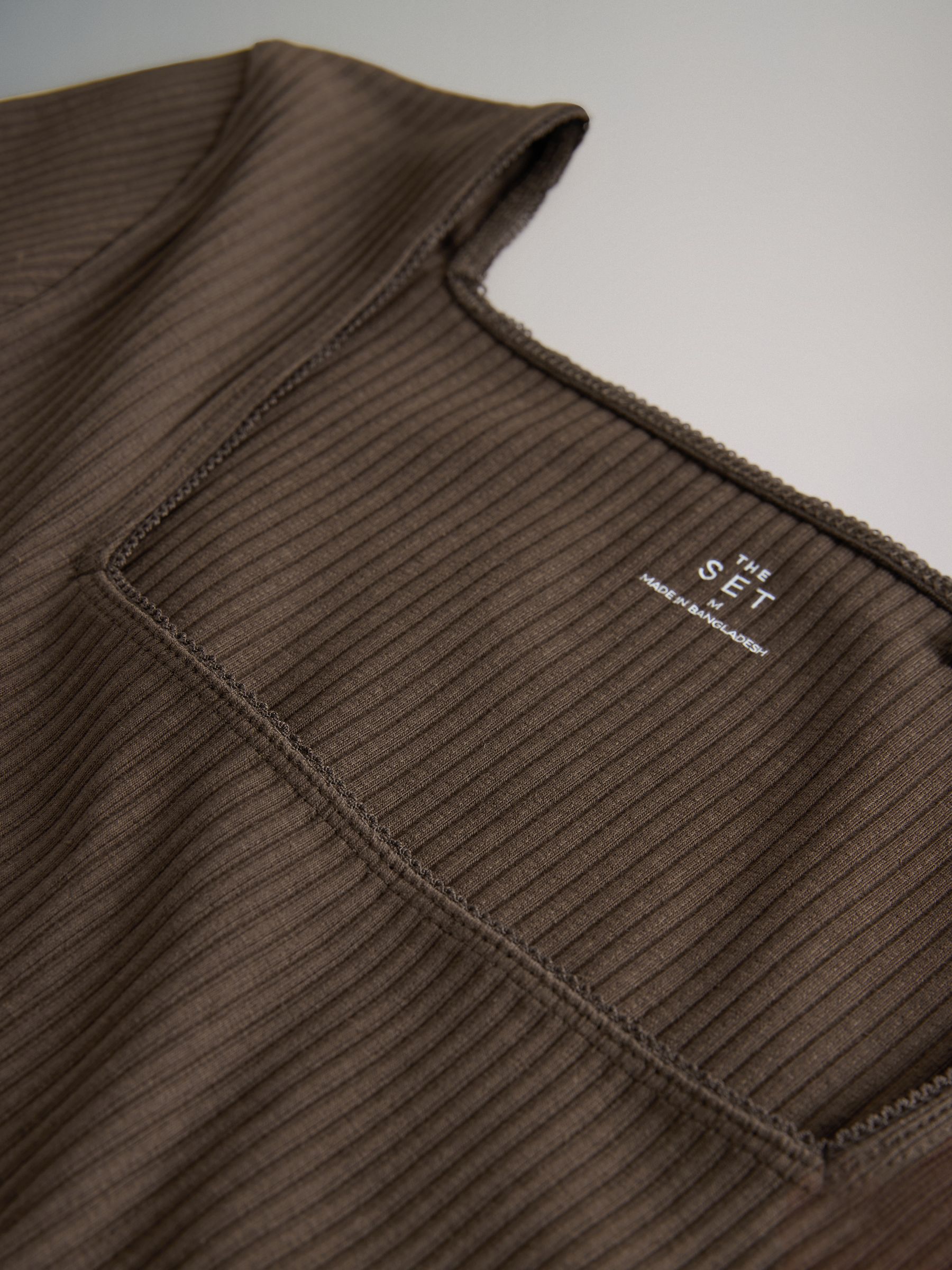 Black/Chocolate Brown/Cream/White 4 Pack Trim Square Neck Ribbed Tops - Image 6 of 6