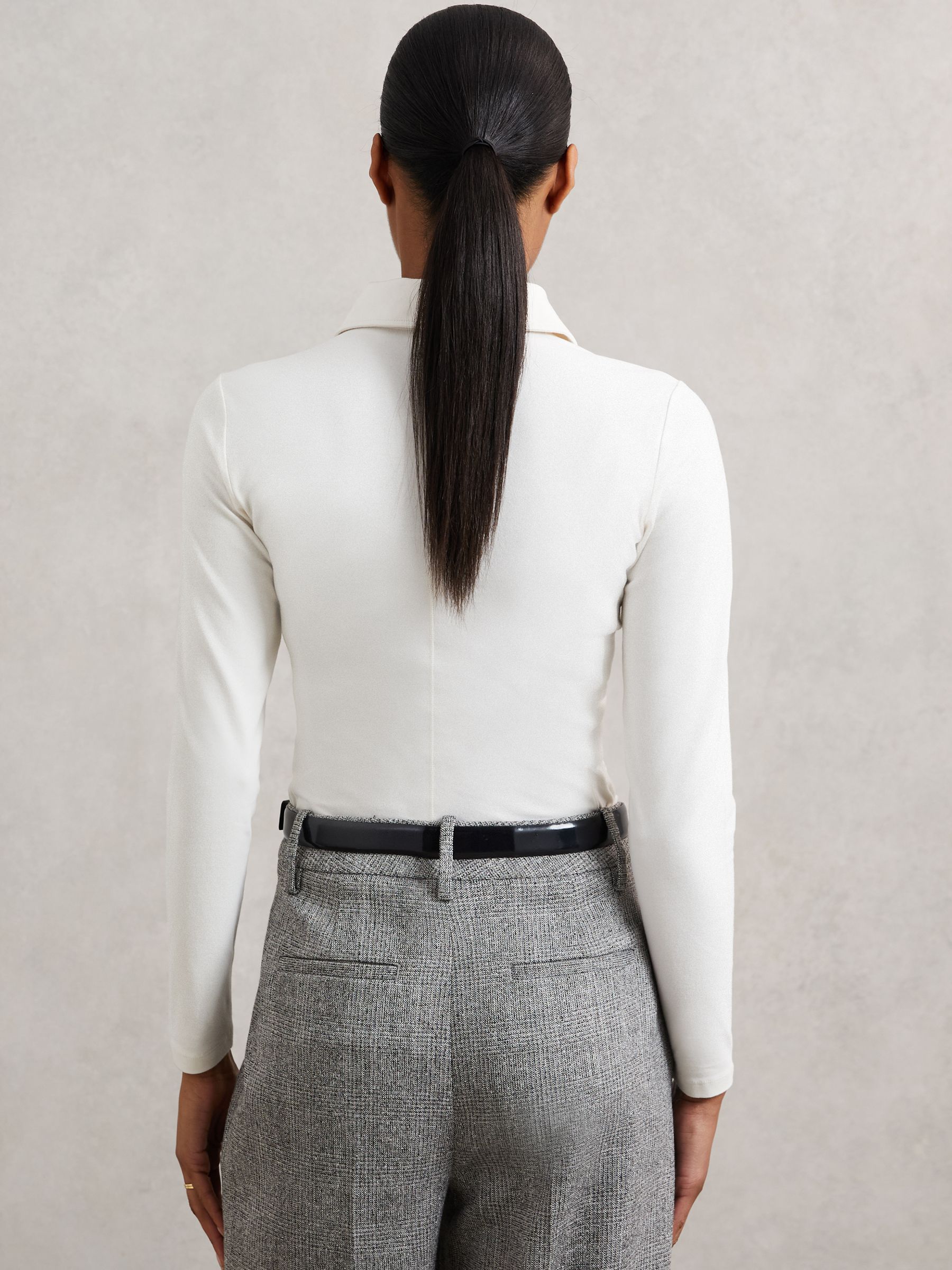 Stretch-Cotton Open-Collar Shirt in Ivory - Image 5 of 6