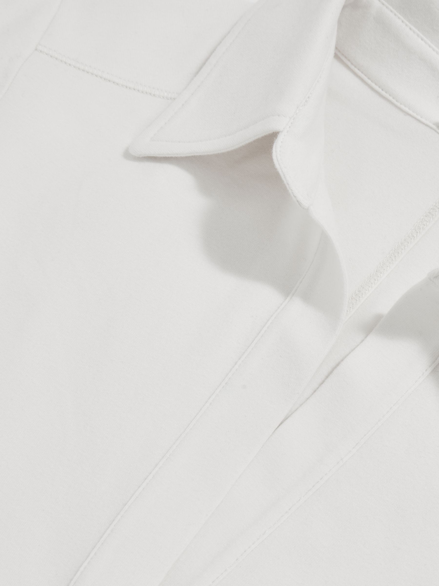 Stretch-Cotton Open-Collar Shirt in Ivory - Image 6 of 6