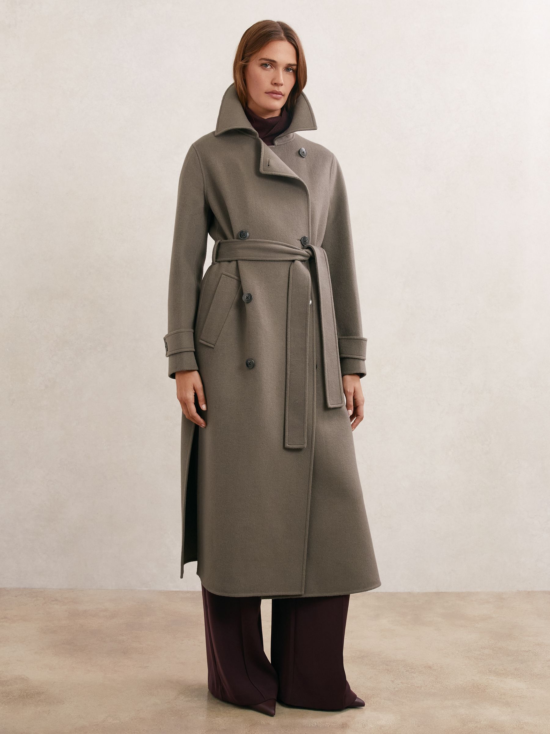 Wool-Blend Belted Blindseam Coat in Mink - image 5