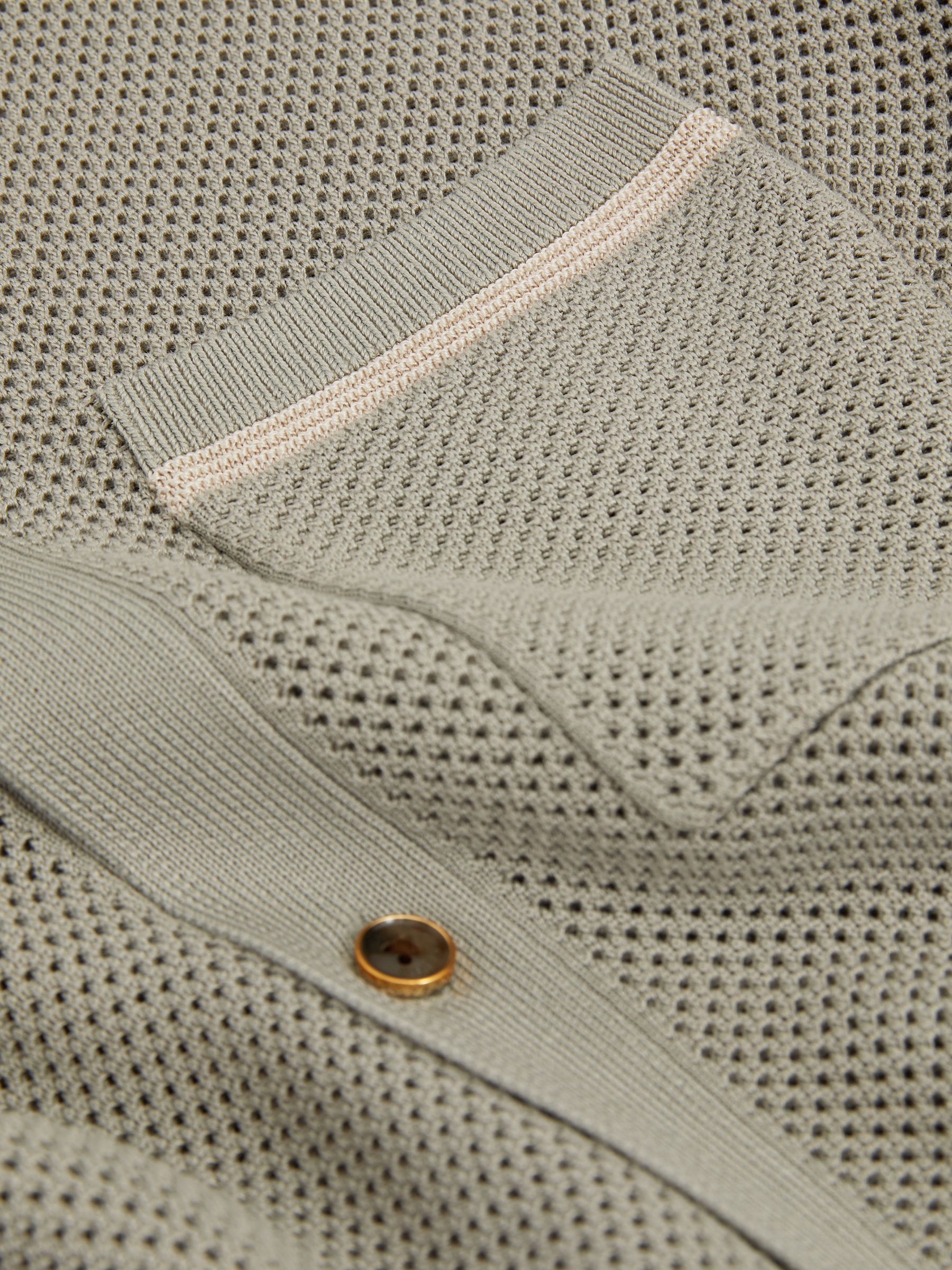 Open-Stitch Cuban Collar Shirt in Light Sage Green - Image 5 of 5