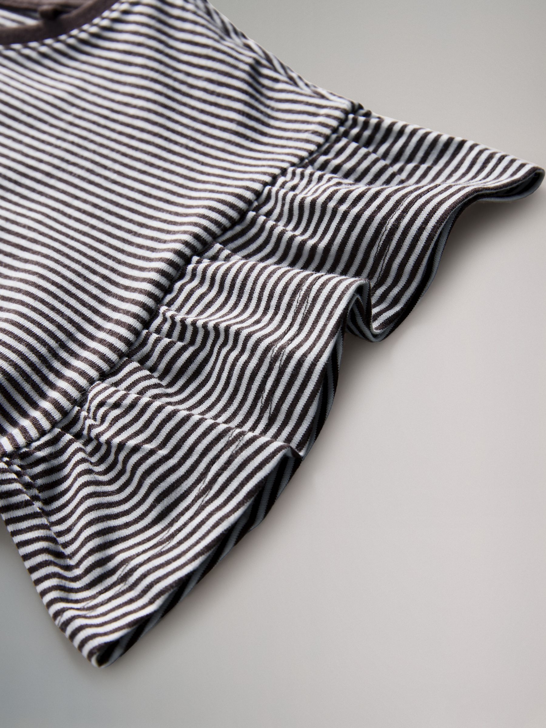 Short Frill Sleeve Drop Waist Jersey Dresses 3 Pack Black/Brown Stripe/Red - Image 6 of 6