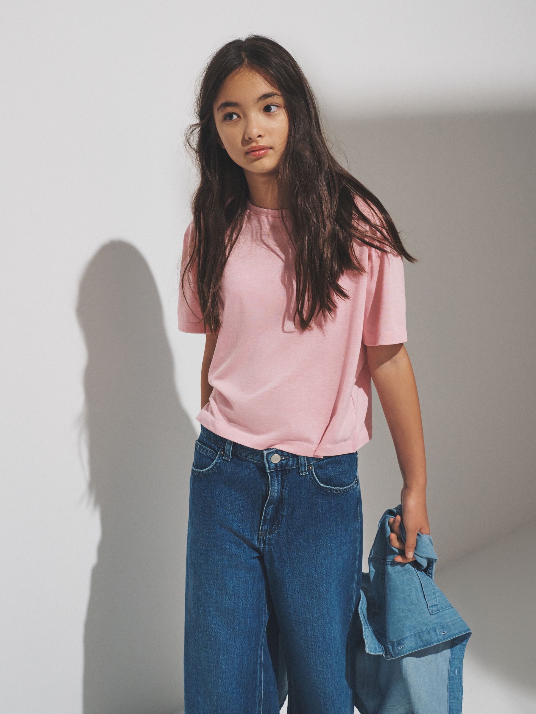 4 Pack Cropped Short Sleeve Cotton Blend T-Shirts Pink/Blue/Grey/White - Image 2 of 6