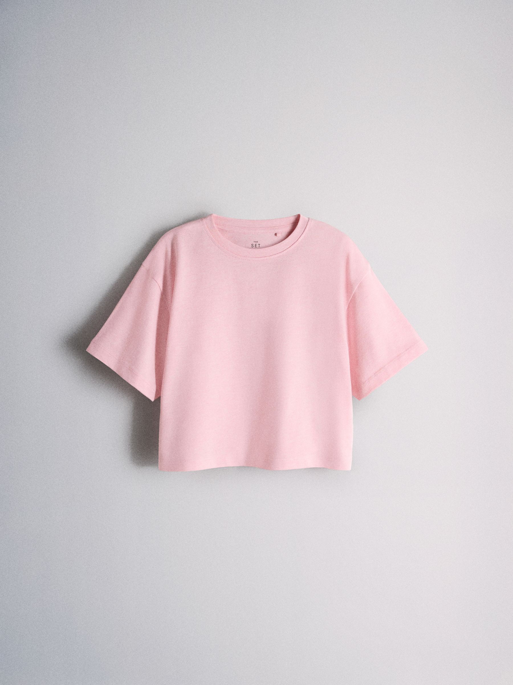 4 Pack Cropped Short Sleeve Cotton Blend T-Shirts Pink/Blue/Grey/White - Image 3 of 6