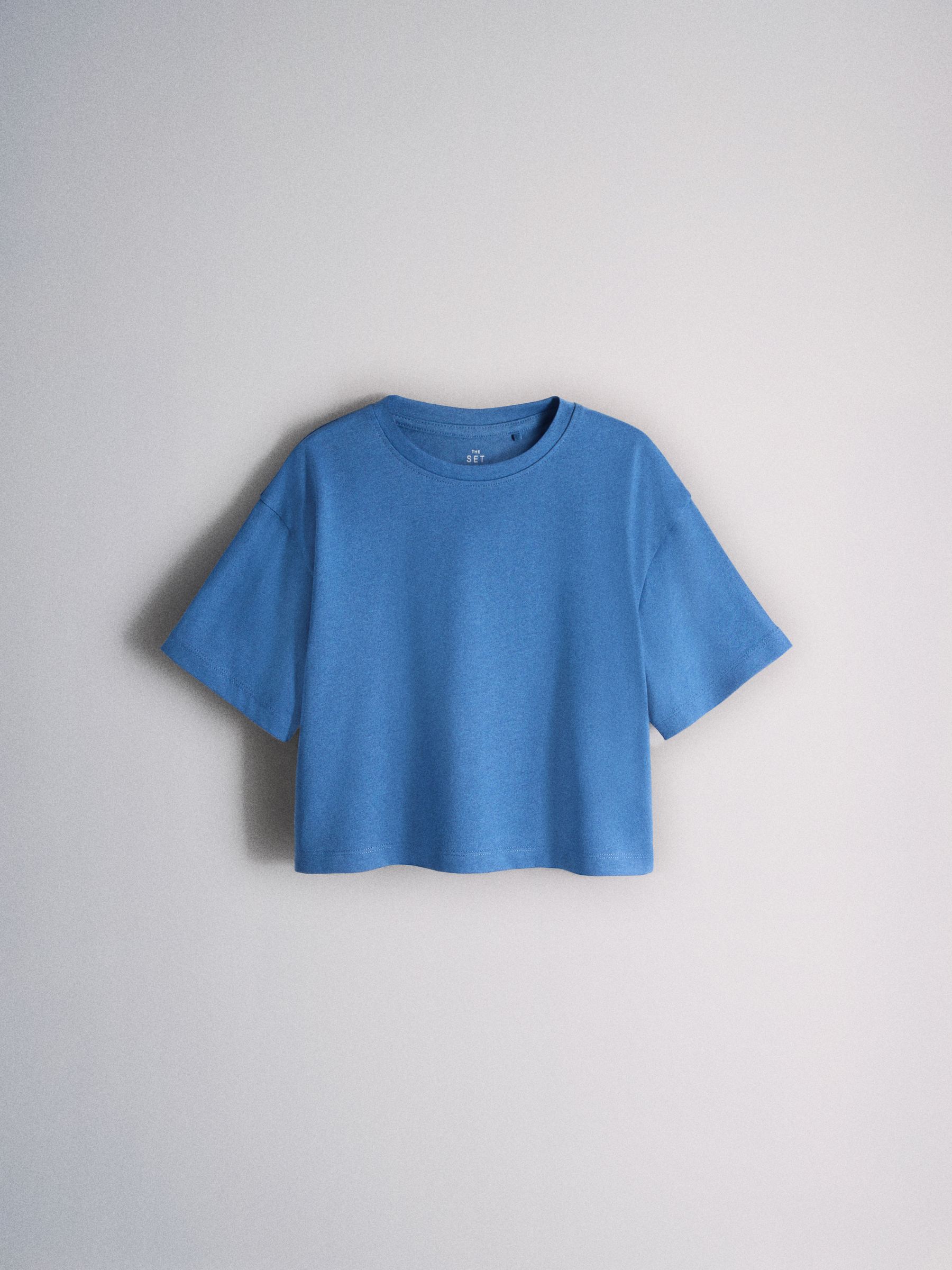 4 Pack Cropped Short Sleeve Cotton Blend T-Shirts Pink/Blue/Grey/White - Image 4 of 6