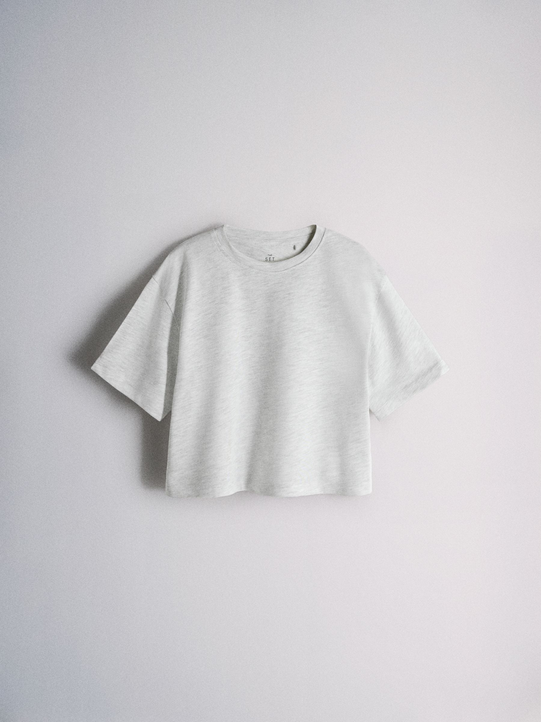 4 Pack Cropped Short Sleeve Cotton Blend T-Shirts Pink/Blue/Grey/White - Image 6 of 6