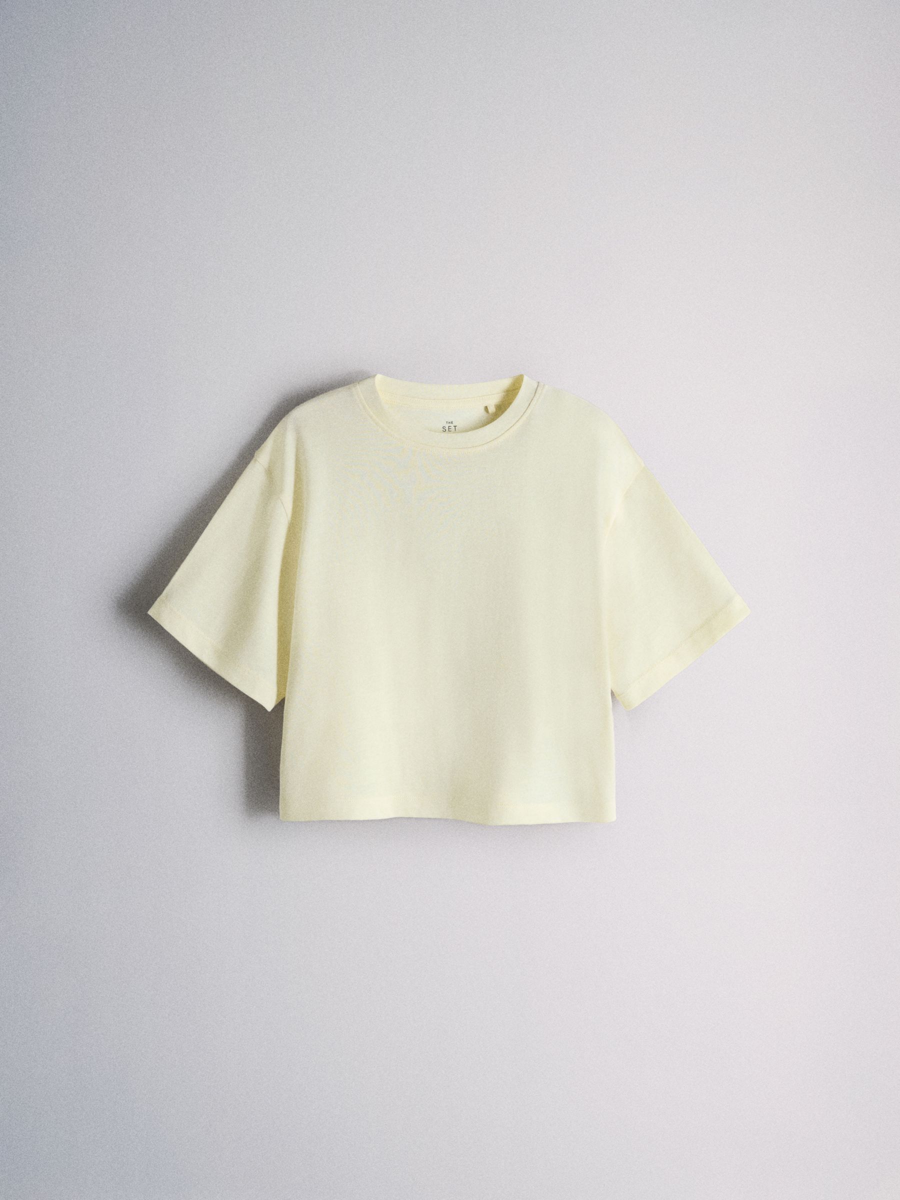 4 Pack Cropped Short Sleeve Cotton Blend T-Shirts Brown/White/Yellow/Stripe - Image 2 of 7