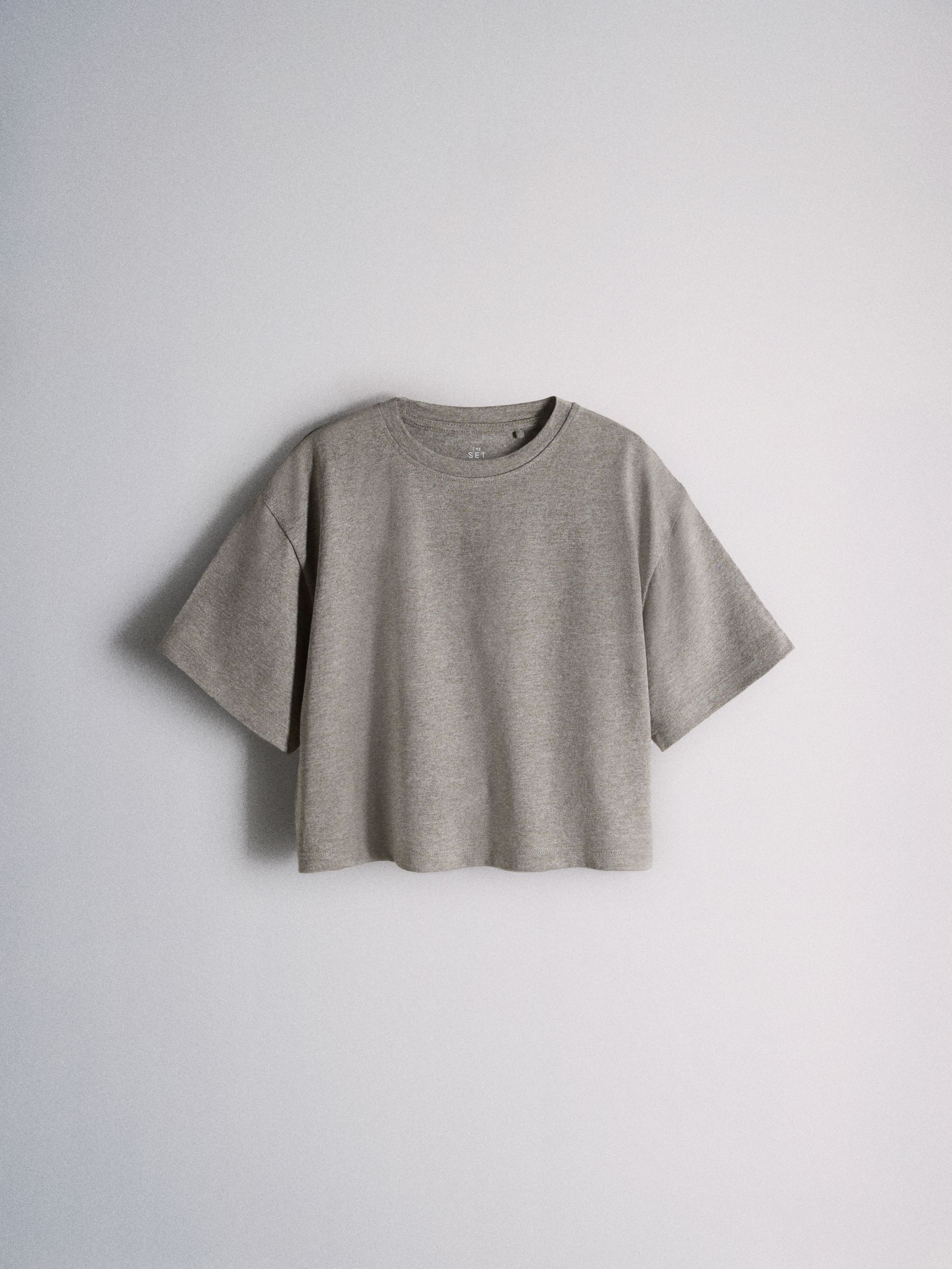 4 Pack Cropped Short Sleeve Cotton Blend T-Shirts Brown/White/Yellow/Stripe - Image 5 of 7