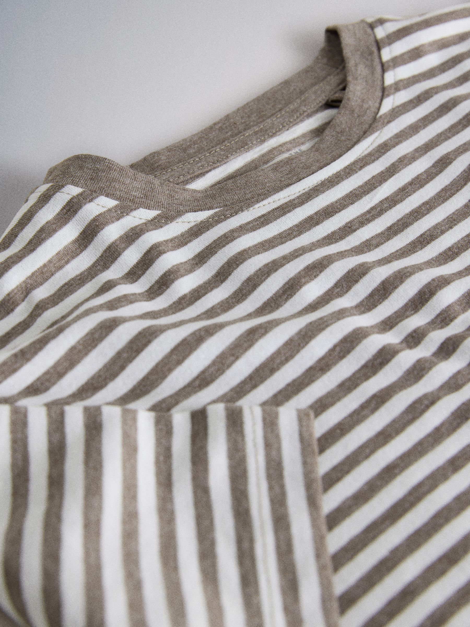 4 Pack Cropped Short Sleeve Cotton Blend T-Shirts Brown/White/Yellow/Stripe - Image 7 of 7