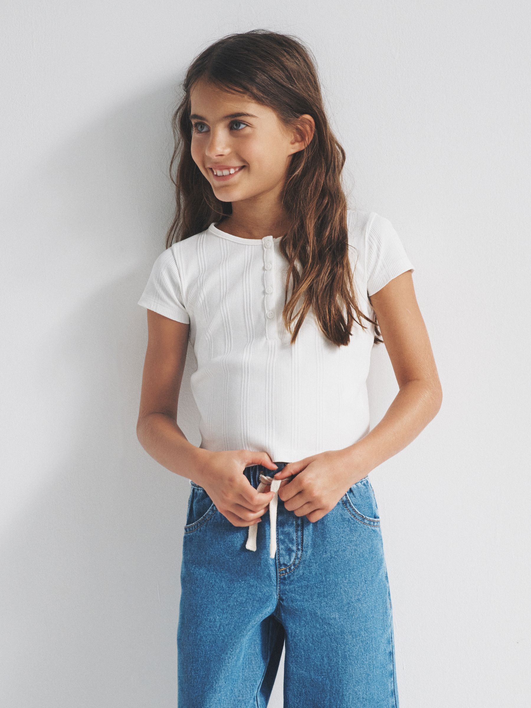 Short Sleeve Rib Henley Cotton T-Shirts 2 Pack Grey/White - Image 1 of 7