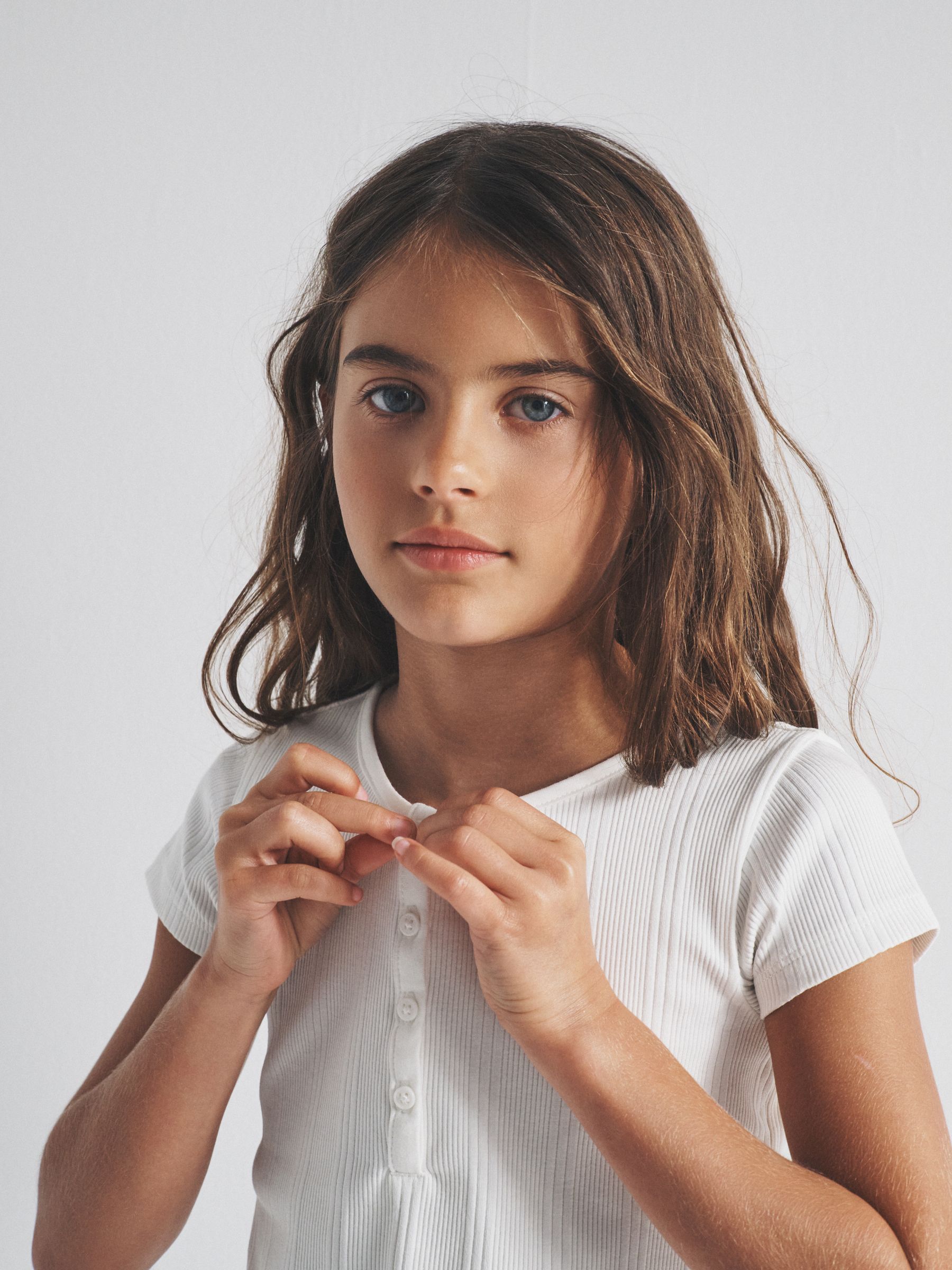 Short Sleeve Rib Henley Cotton T-Shirts 2 Pack Grey/White - Image 4 of 7