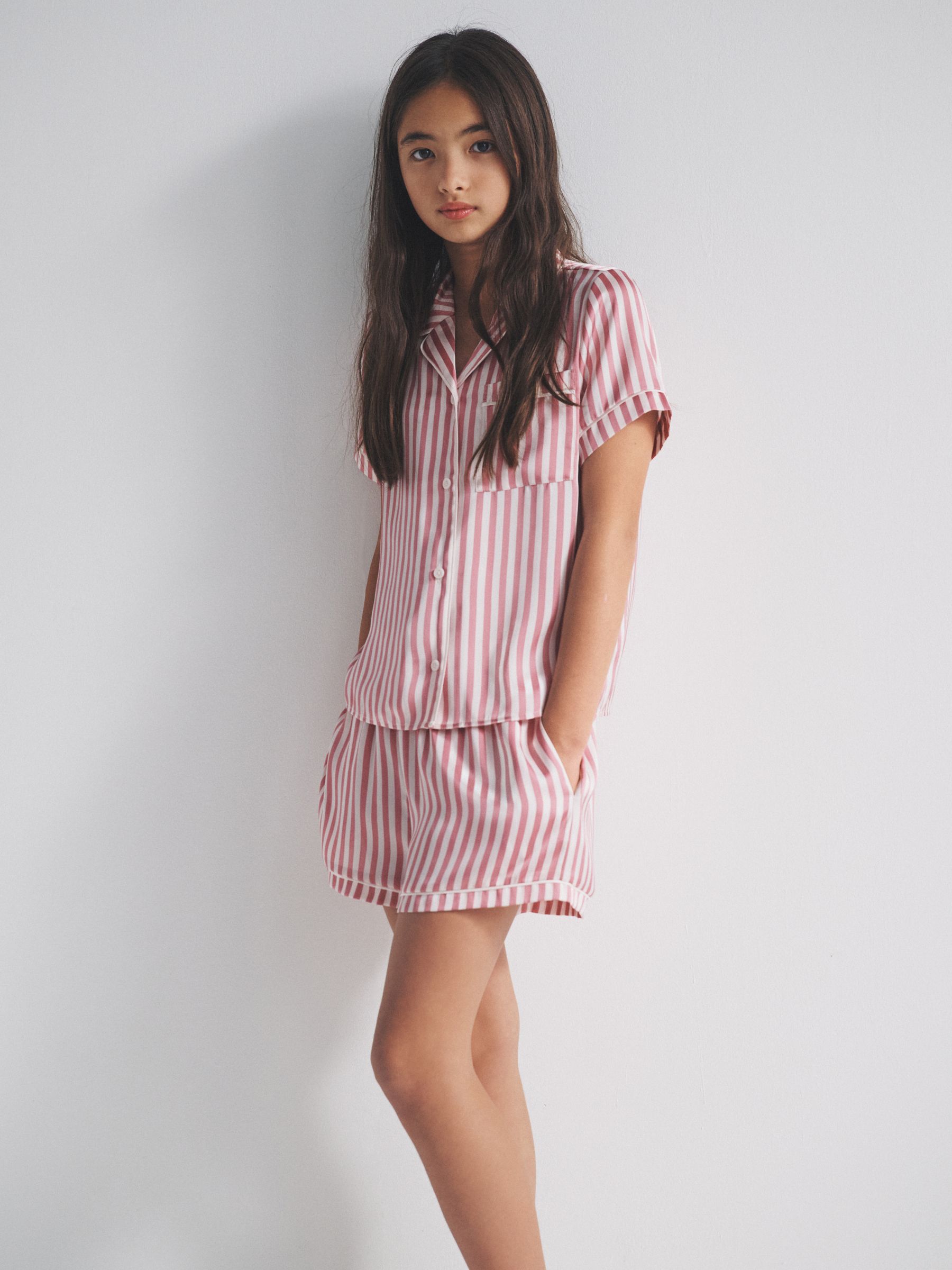 2 Pack Short Sleeve Satin Pyjamas Pink/Plum - Image 1 of 6 2 Pack Short Sleeve Satin Pyjamas Pink/Plum - Image 1 of 6