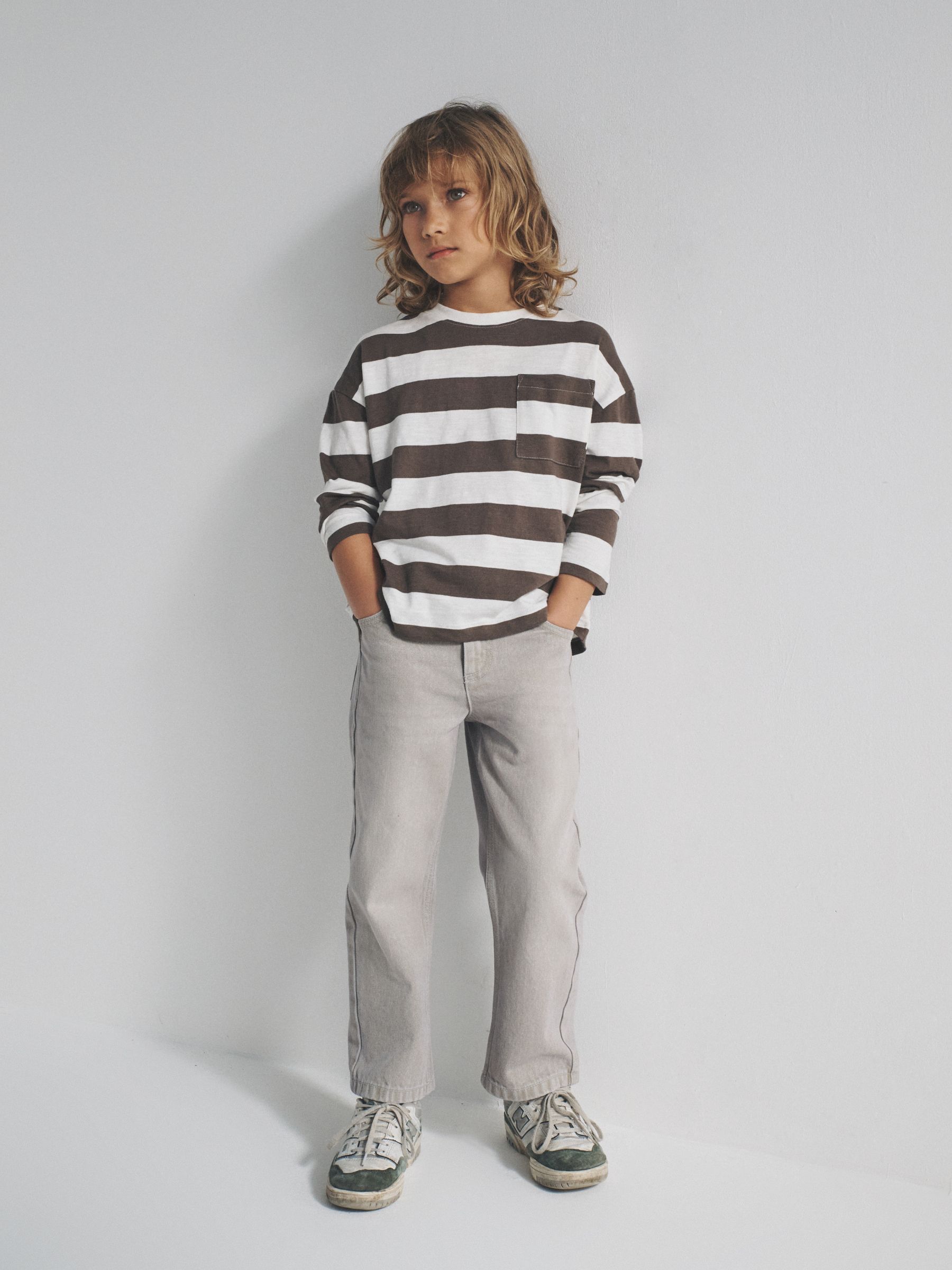 Brown/Cream/Green/Yellow 4 Pack Long Sleeve Cotton Slub T-Shirts - Image 5 of 6