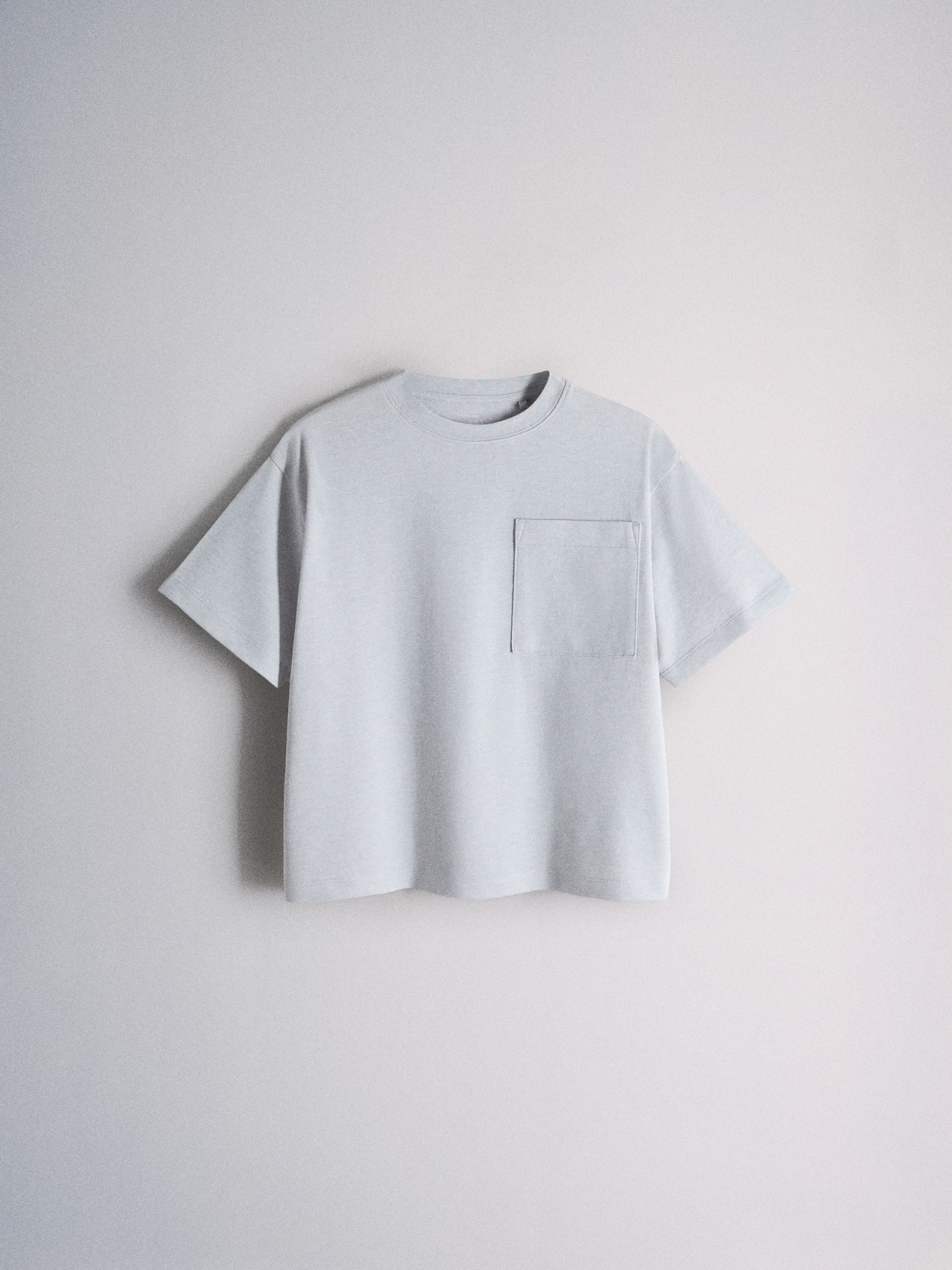 4 Pack Short Sleeve Cotton Blend Oversized Pocket T-Shirts Blue/Green/Yellow/Cream - Image 4 of 6