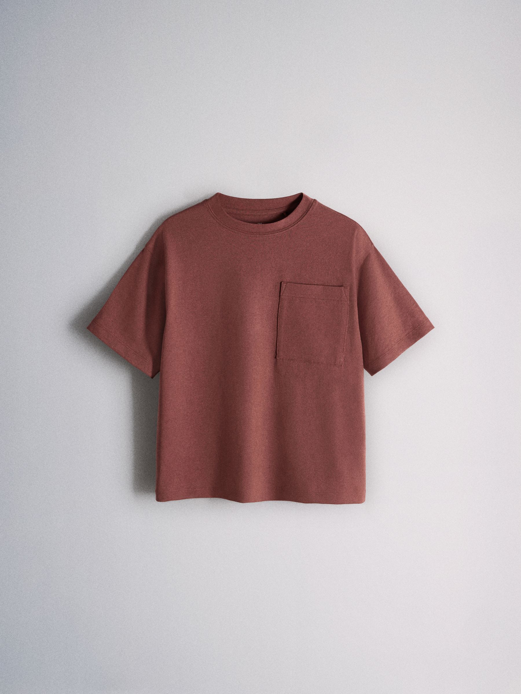 4 Pack Short Sleeve Cotton Blend Oversized Pocket T-Shirts Brown/Red/Pink/Cream - Image 5 of 6