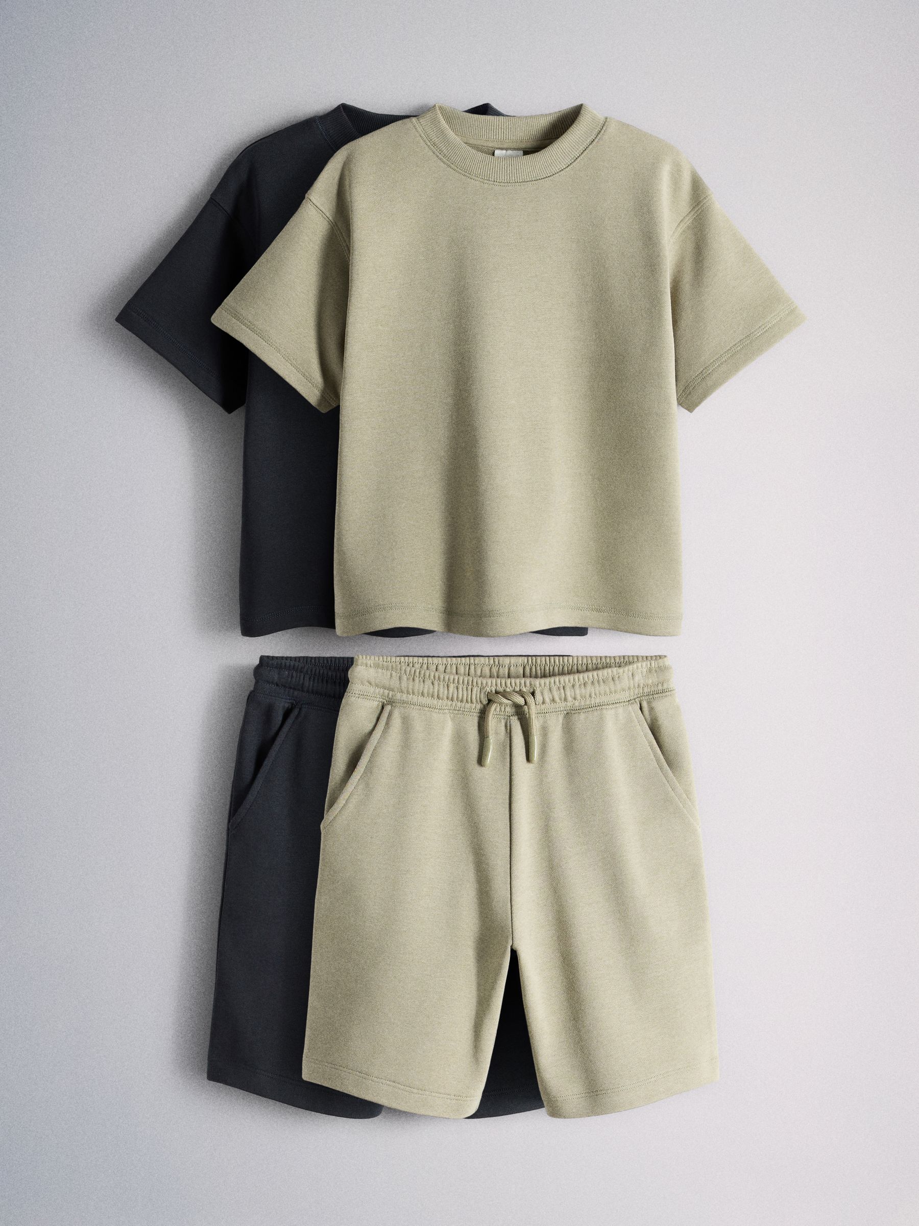 2 Pack Cotton Jersey Short Sleeve T-Shirt and Short Sets Navy/Khaki - Image 2 of 6