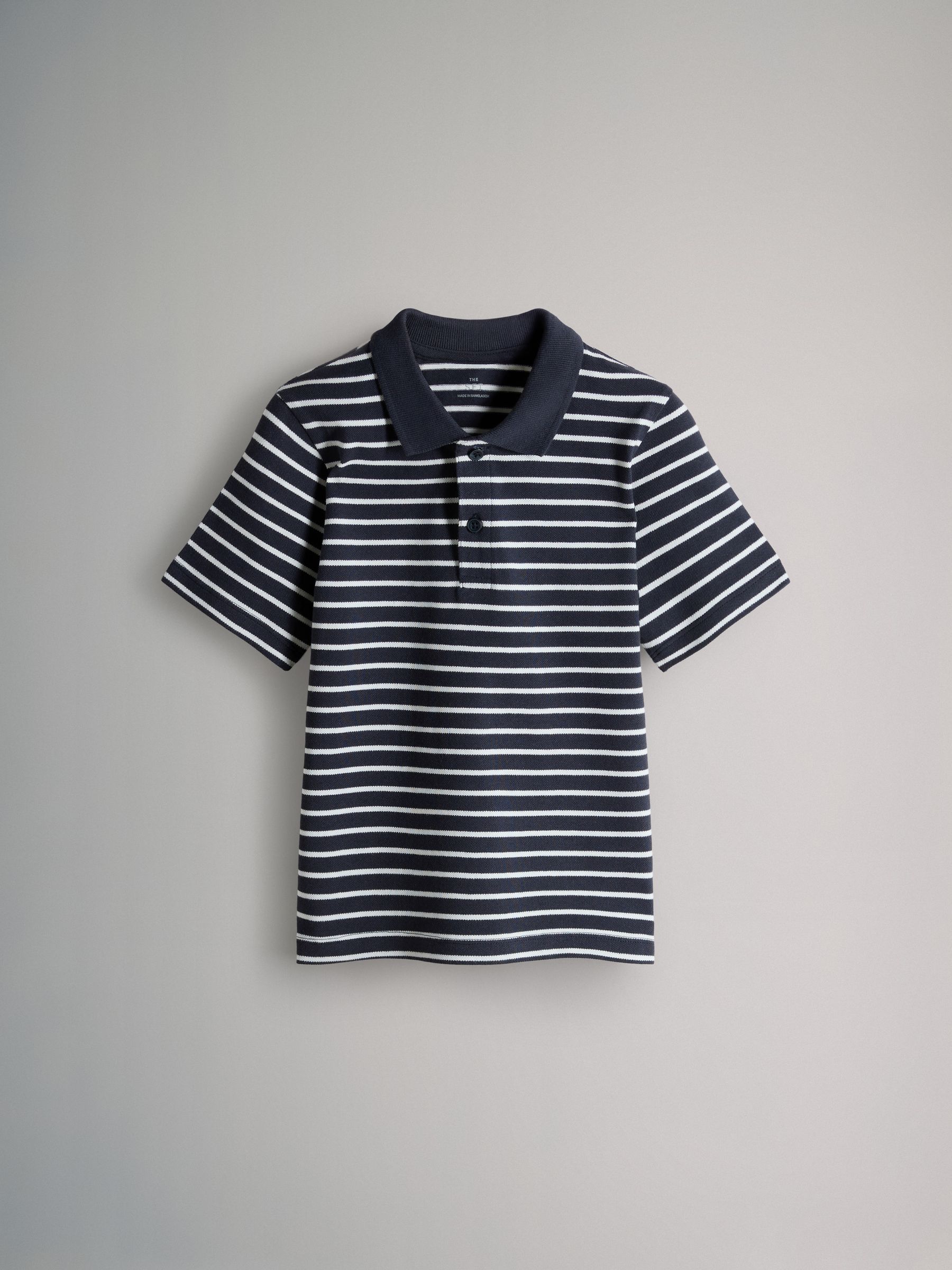 Navy/Stripe/Light Blue/White 4 Pack Cotton Pique Polo Shirts - Image 4 of 6