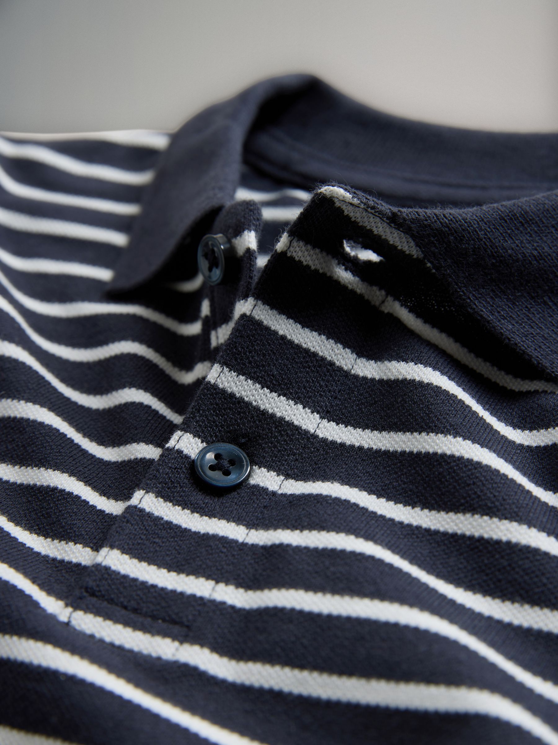 Navy/Stripe/Light Blue/White 4 Pack Cotton Pique Polo Shirts - Image 5 of 6