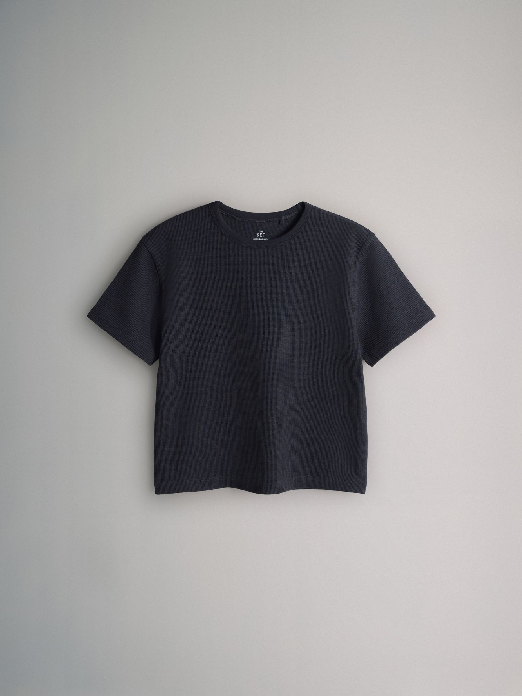 Charcoal/Brown/Oatmeal Marl/White 4 Pack Short Sleeve Waffle T-Shirts - Image 2 of 7