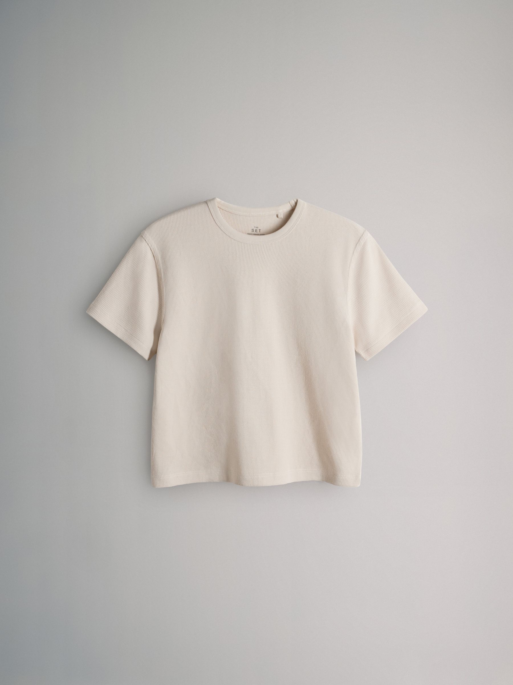 Charcoal/Brown/Oatmeal Marl/White 4 Pack Short Sleeve Waffle T-Shirts - Image 4 of 7