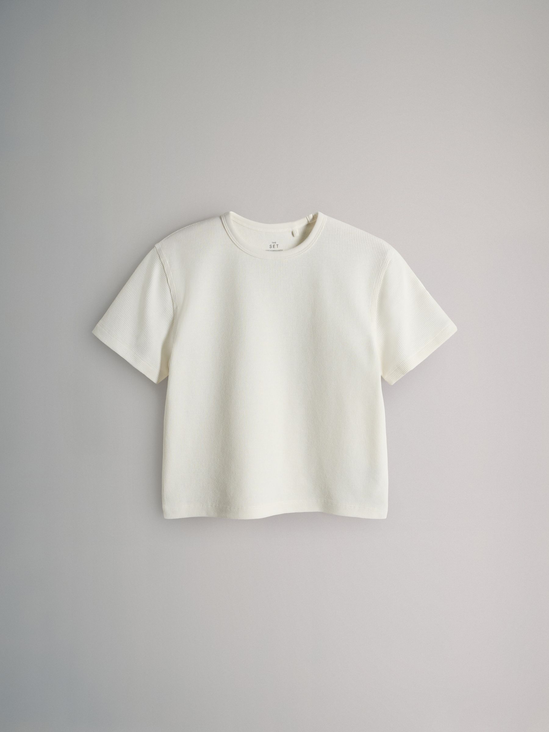 Charcoal/Brown/Oatmeal Marl/White 4 Pack Short Sleeve Waffle T-Shirts - Image 5 of 7