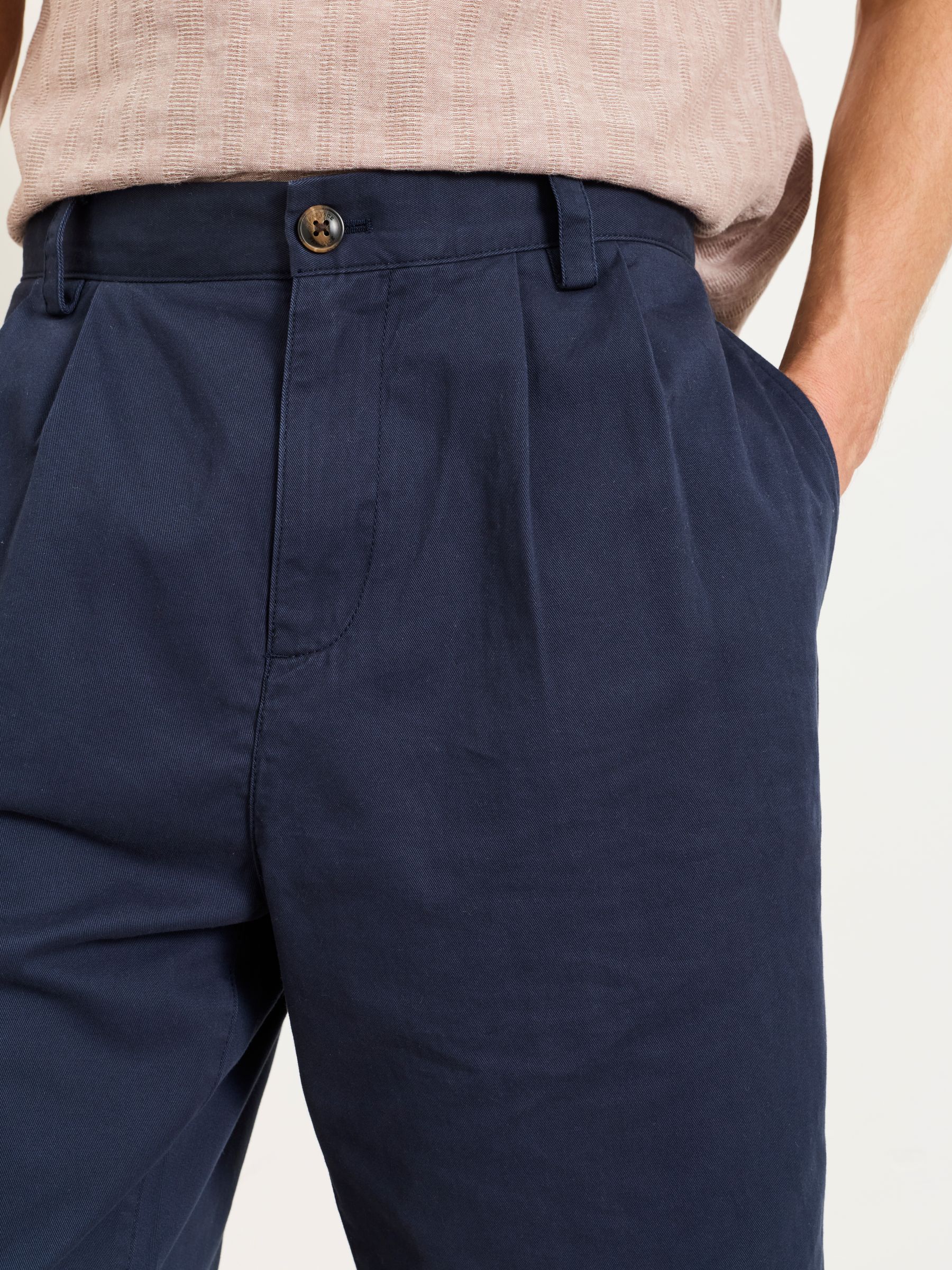 Navy Pleat Front Chino Shorts - Image 3 of 6