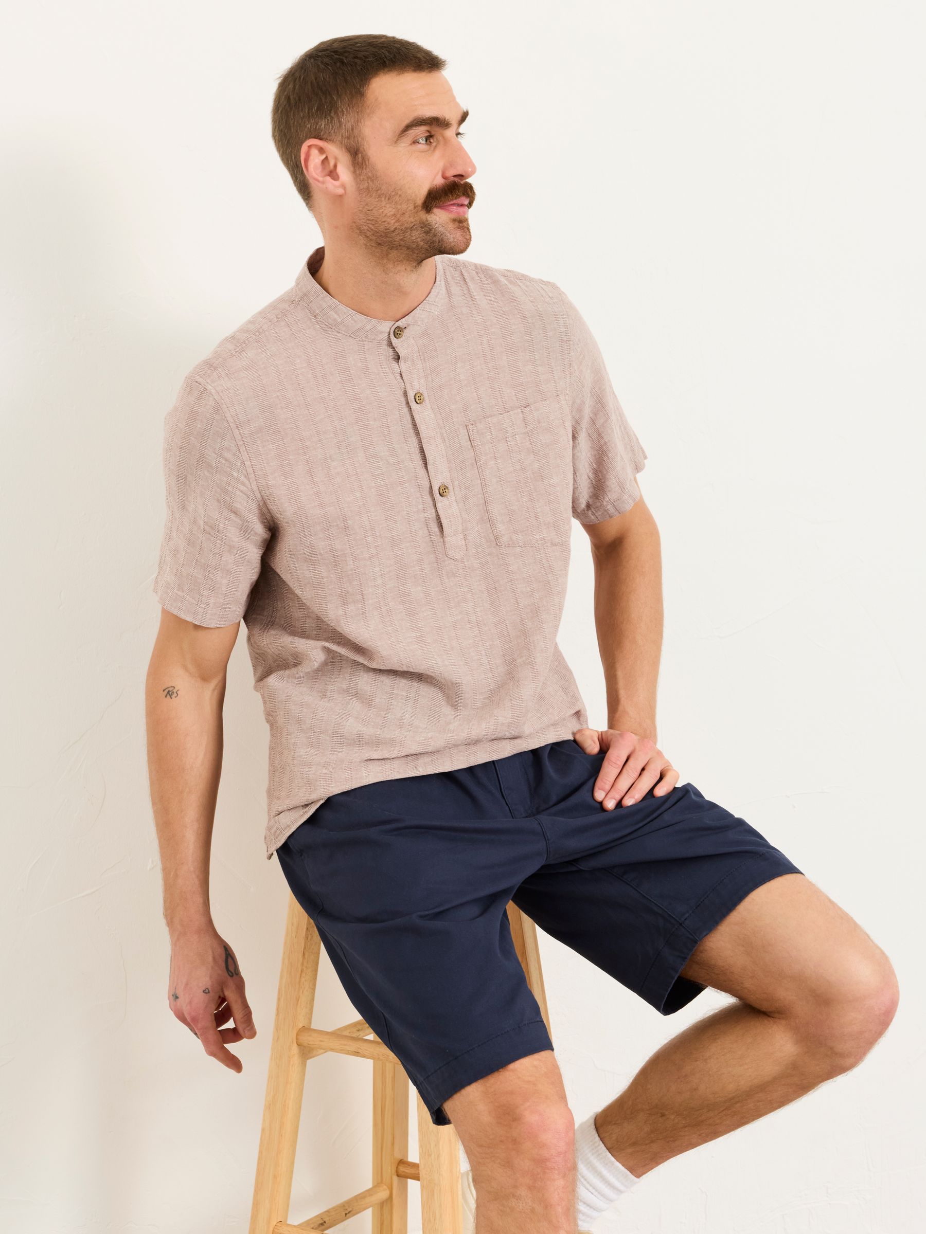 Navy Pleat Front Chino Shorts - Image 4 of 6