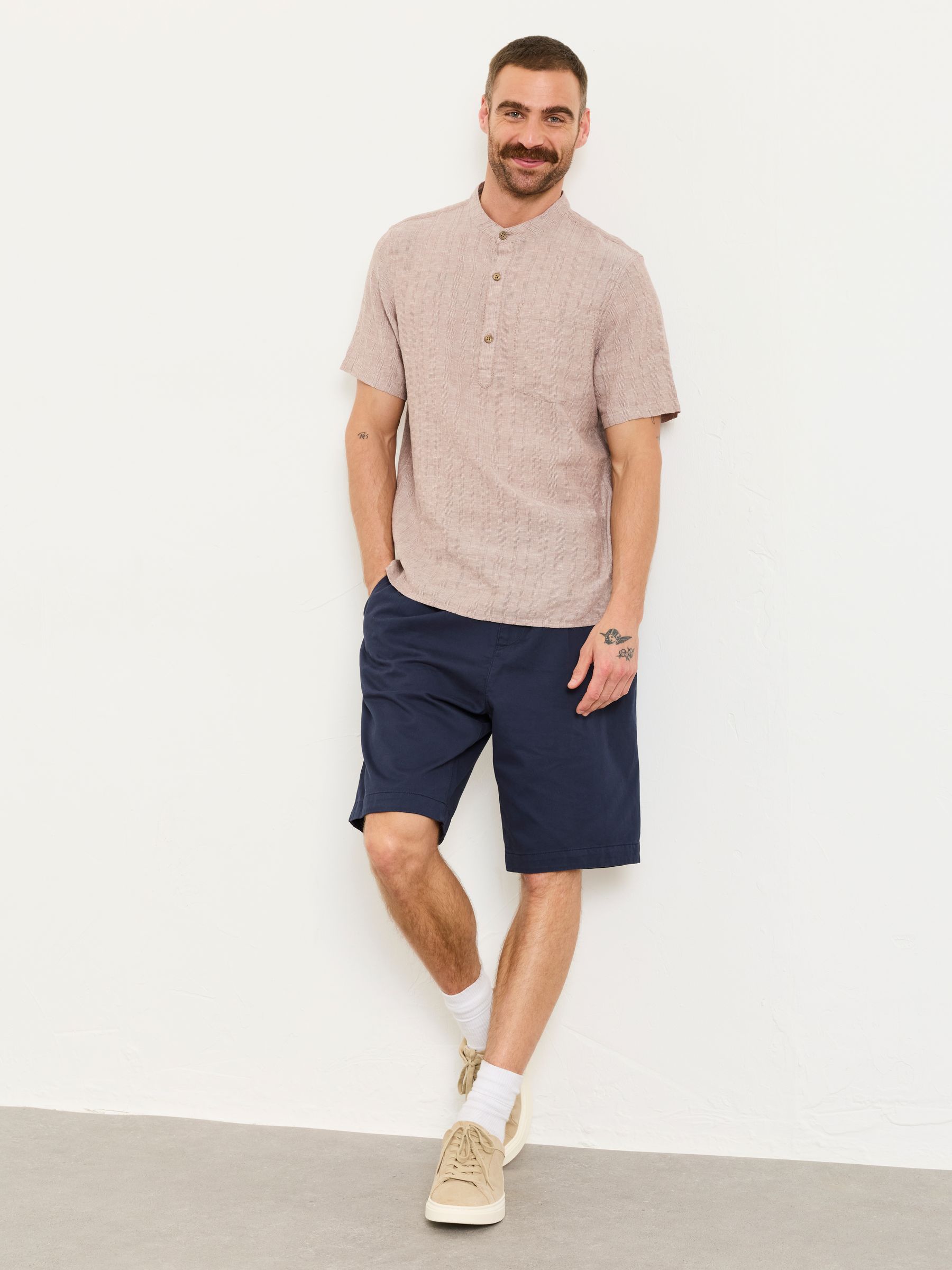 Navy Pleat Front Chino Shorts - Image 5 of 6