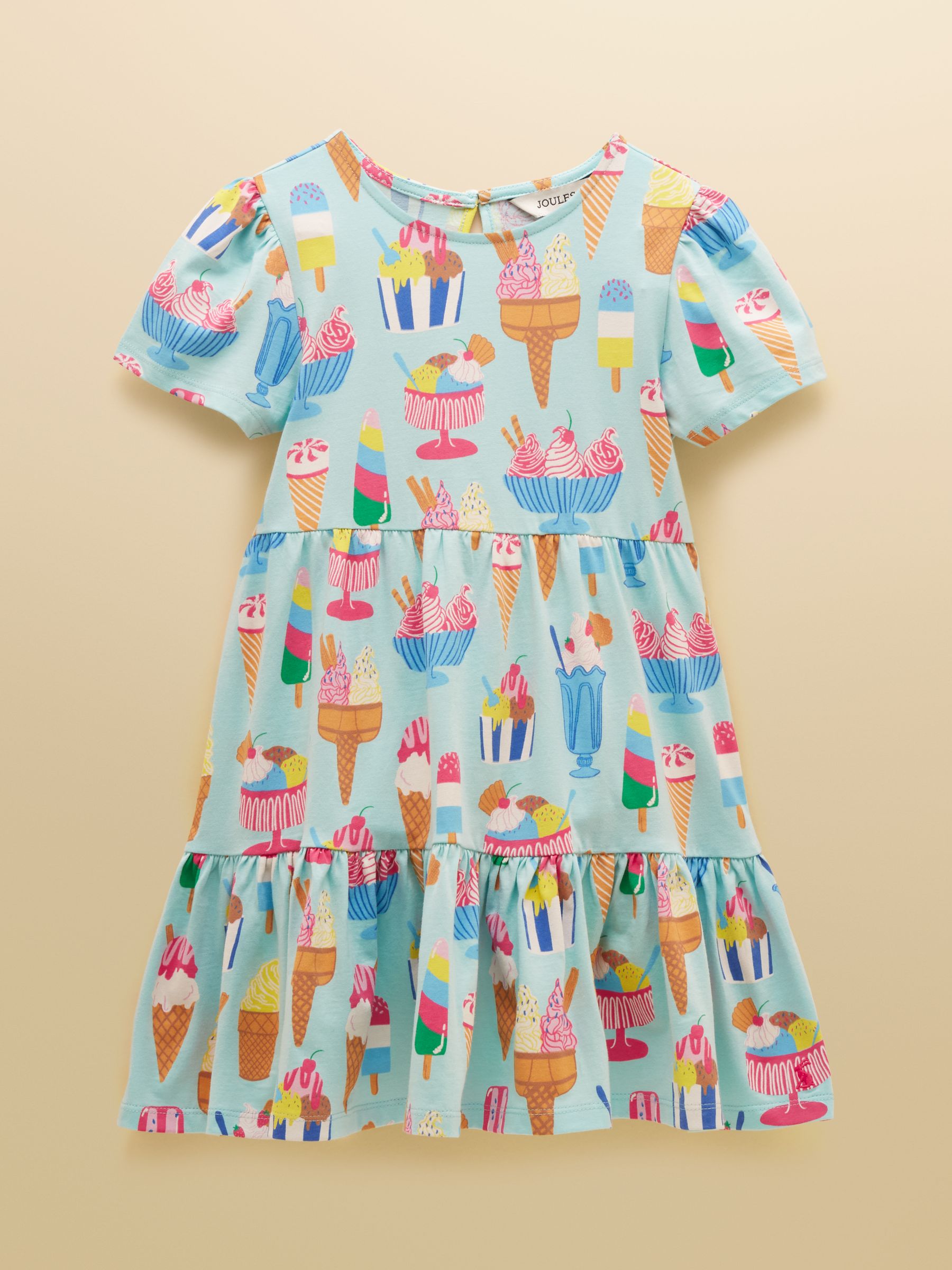 Girls' Nellie Ice Cream Print Short Sleeve Tiered Jersey Dress - Image 1 of 5