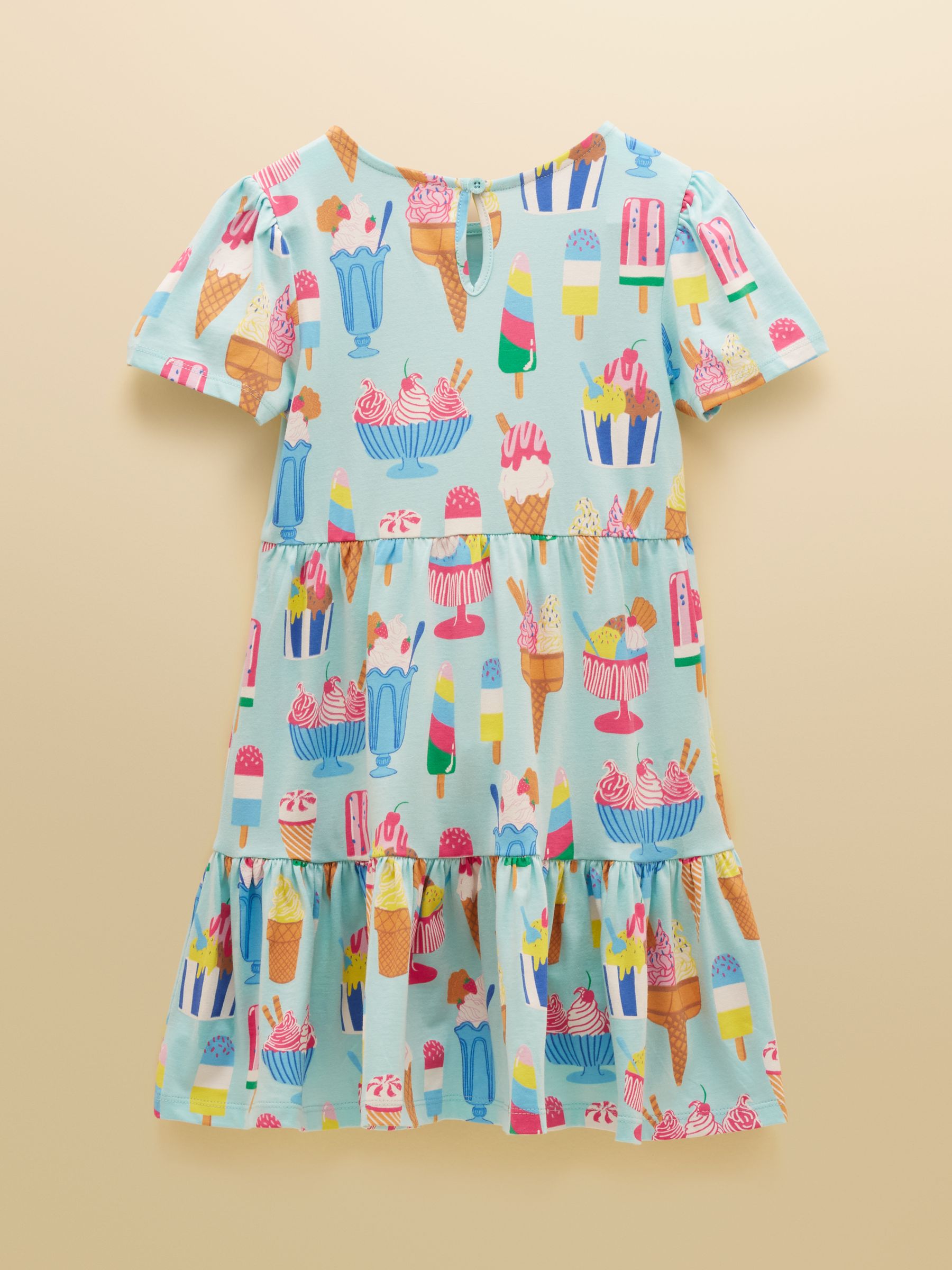 Girls' Nellie Ice Cream Print Short Sleeve Tiered Jersey Dress - Image 2 of 5