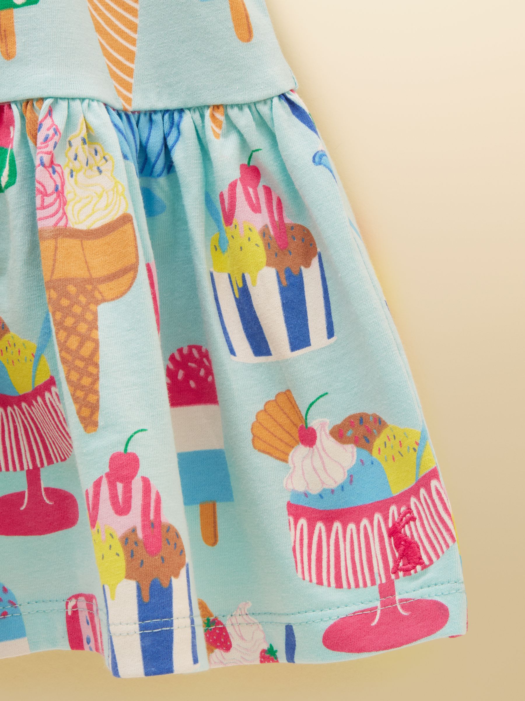 Girls' Nellie Ice Cream Print Short Sleeve Tiered Jersey Dress - Image 3 of 5